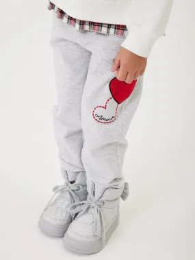 Monnalisa Girls Heart Joggers in Grey