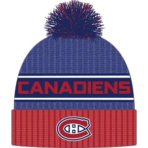 Montreal Canadiens NHL Fanatics Branded Men's Blue/Red Beanie Cuff Knit Pom