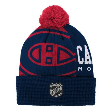 Montreal Canadiens NHL Outerstuff Youth Navy/Red Cuff Pom Knit Hat