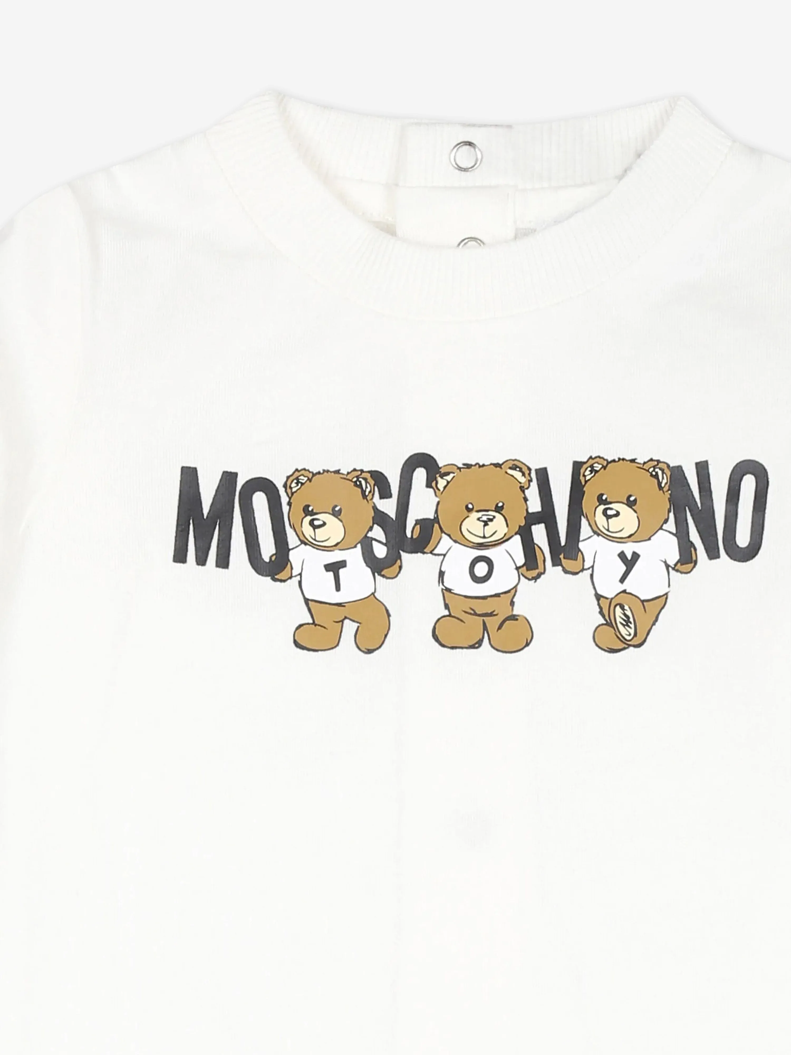 Moschino Baby Bear Logo Babygrow in Ivory