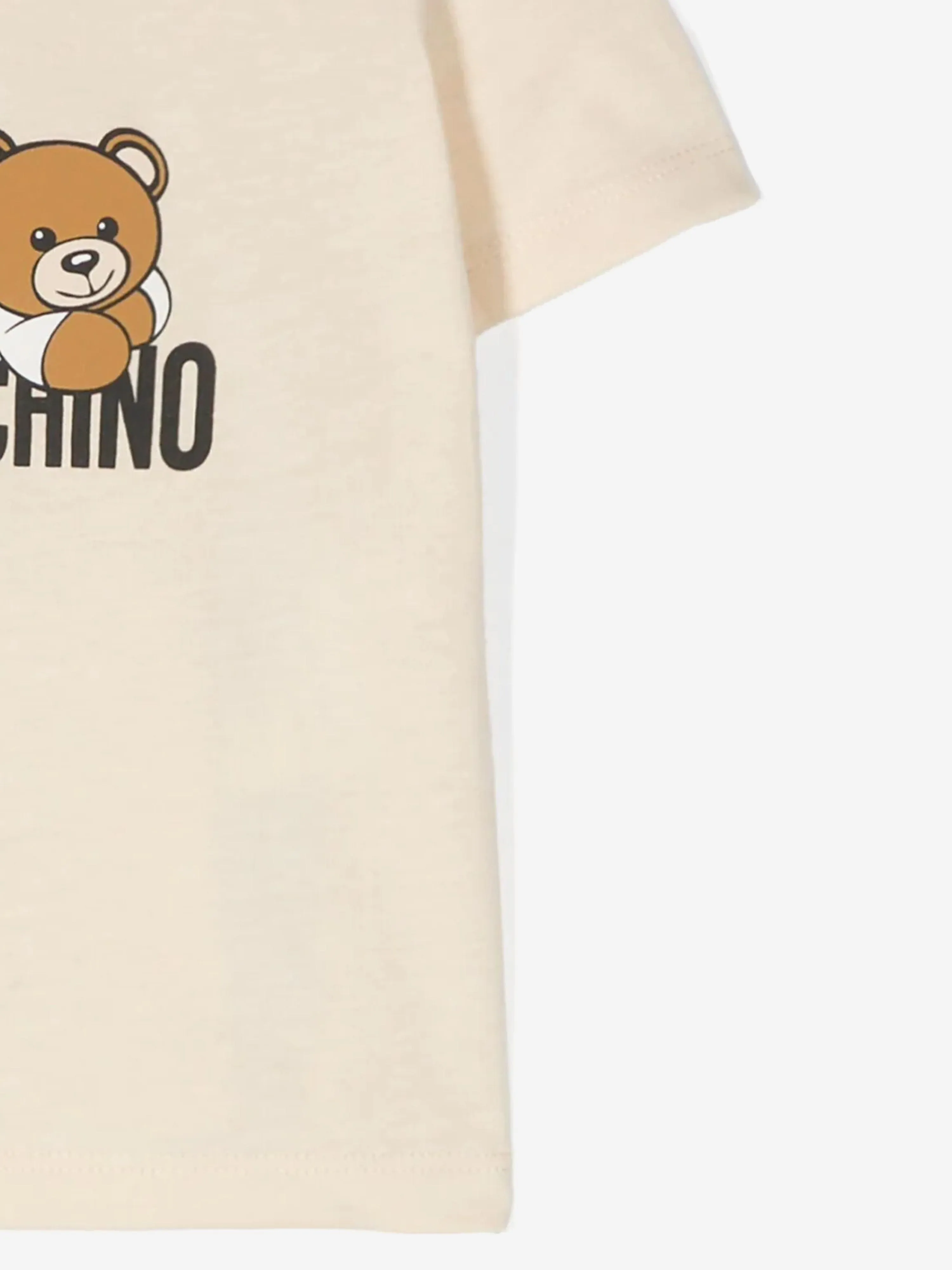 Moschino Baby Bear Logo T-Shirt With Gift Box in Beige