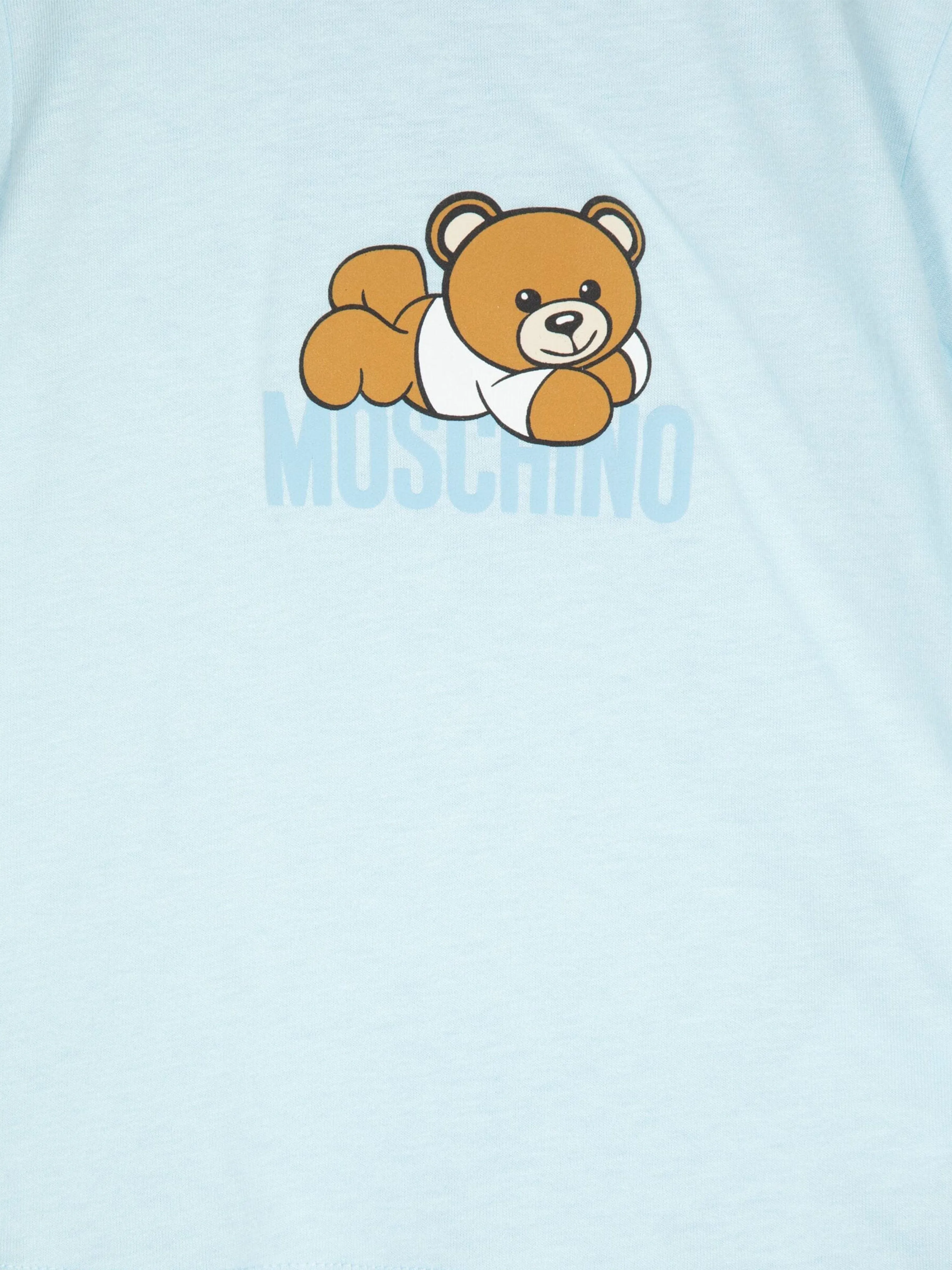 Moschino Baby Bear Logo T-Shirt With Gift Box in Blue