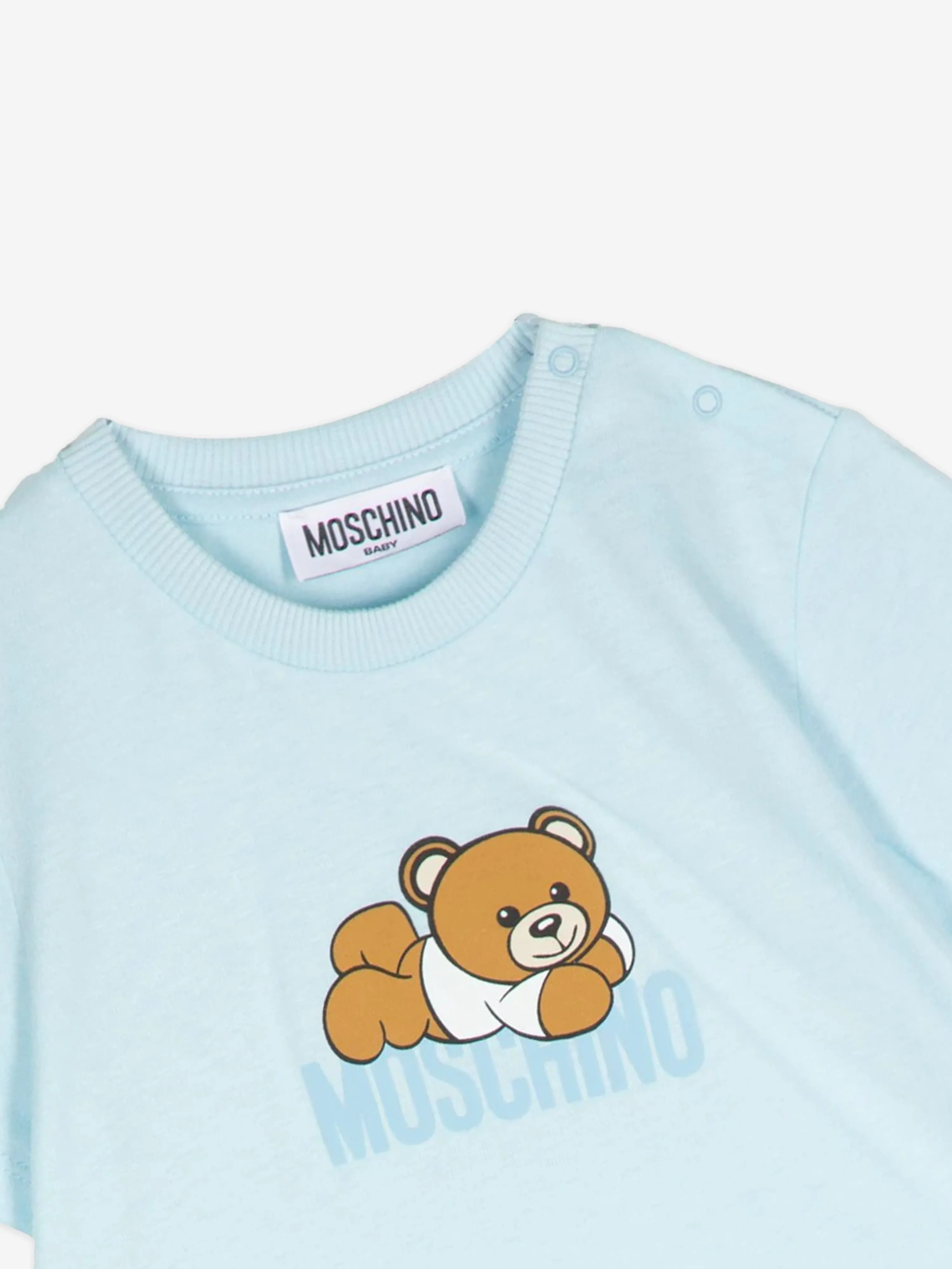 Moschino Baby Bear Logo T-Shirt With Gift Box in Blue