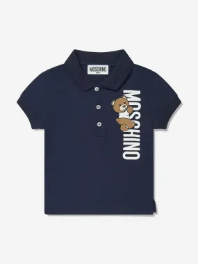 Moschino Baby Boys Teddy Logo Polo Shirt in Navy