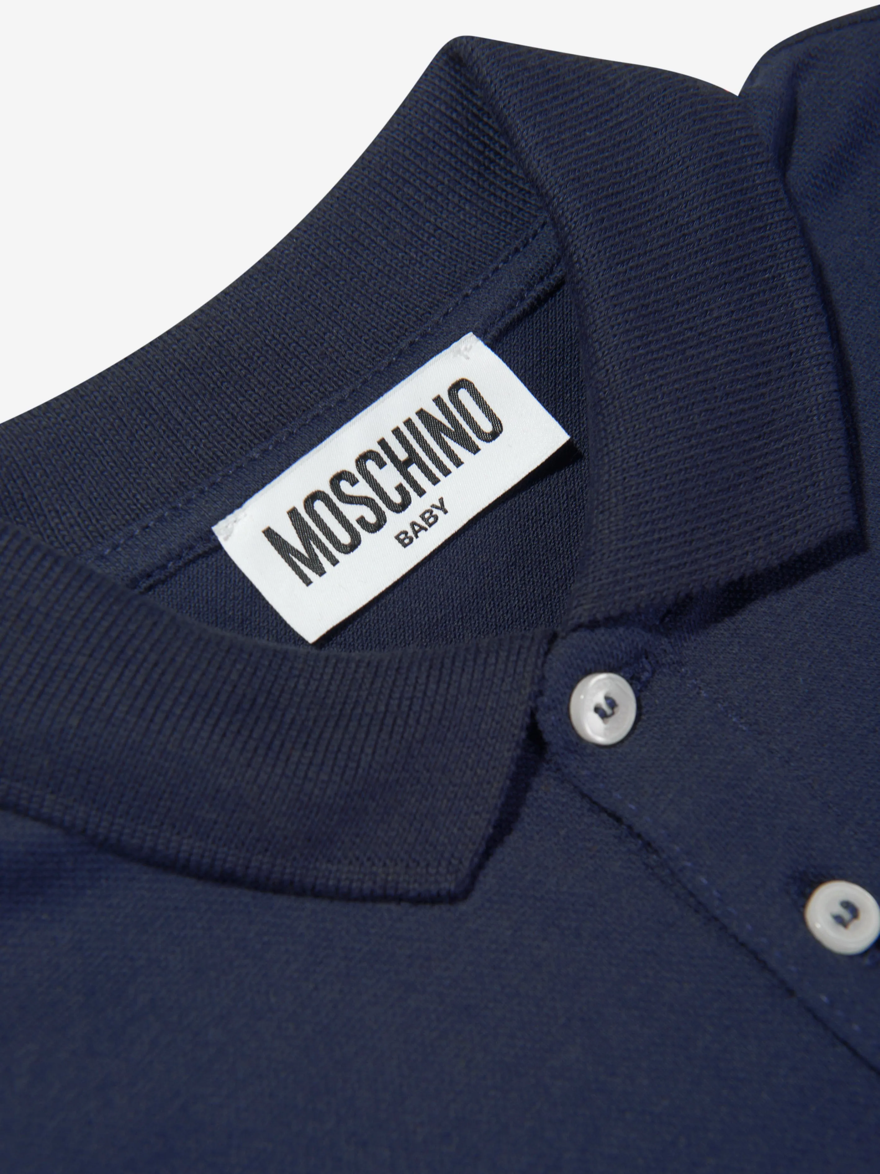 Moschino Baby Boys Teddy Logo Polo Shirt in Navy