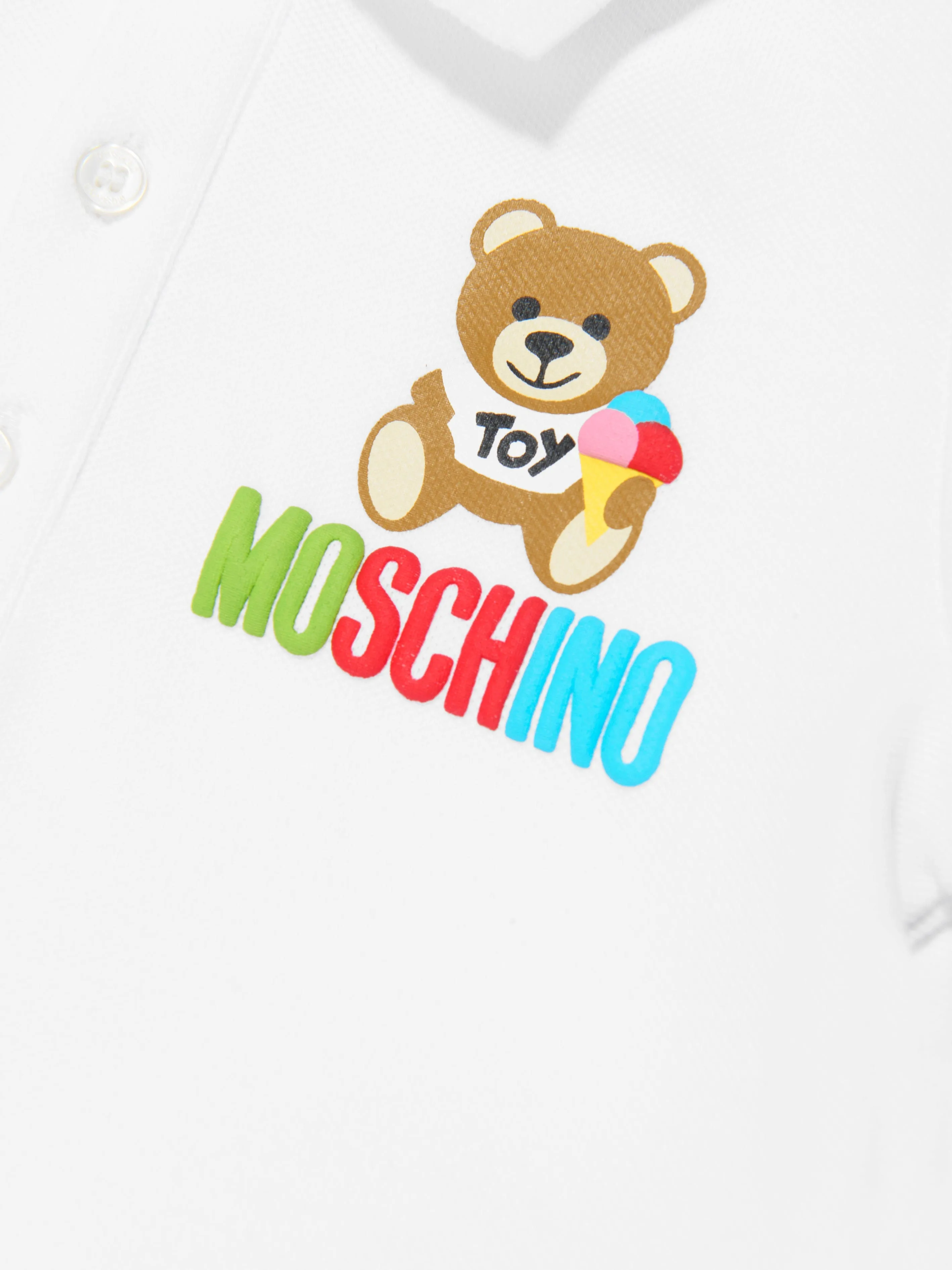 Moschino Baby Boys Teddy Logo Polo Shirt in White