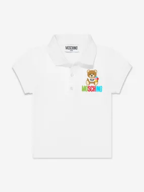 Moschino Baby Boys Teddy Logo Polo Shirt in White