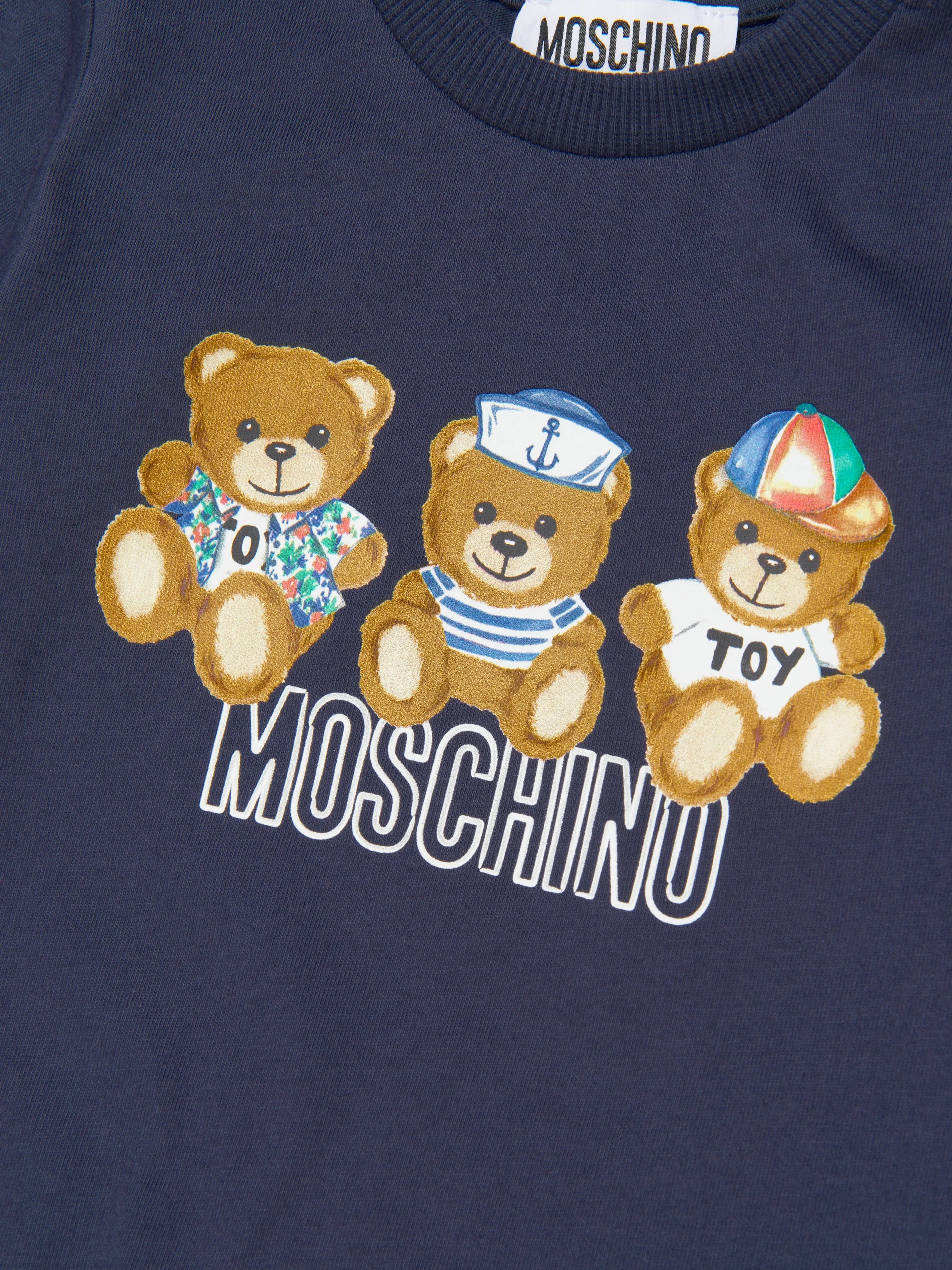 Moschino Baby Boys Teddy Logo T-Shirt in Navy