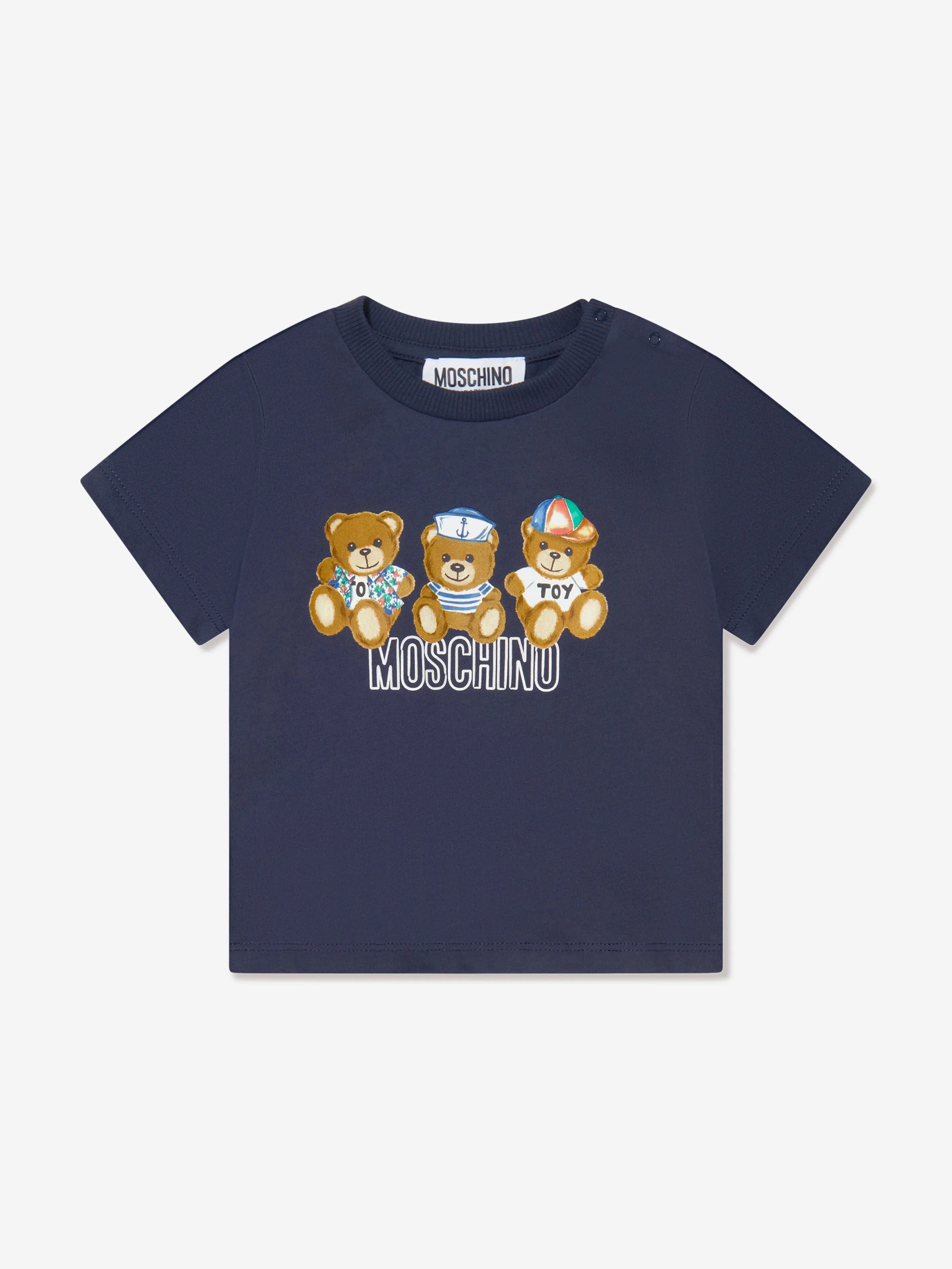 Moschino Baby Boys Teddy Logo T-Shirt in Navy