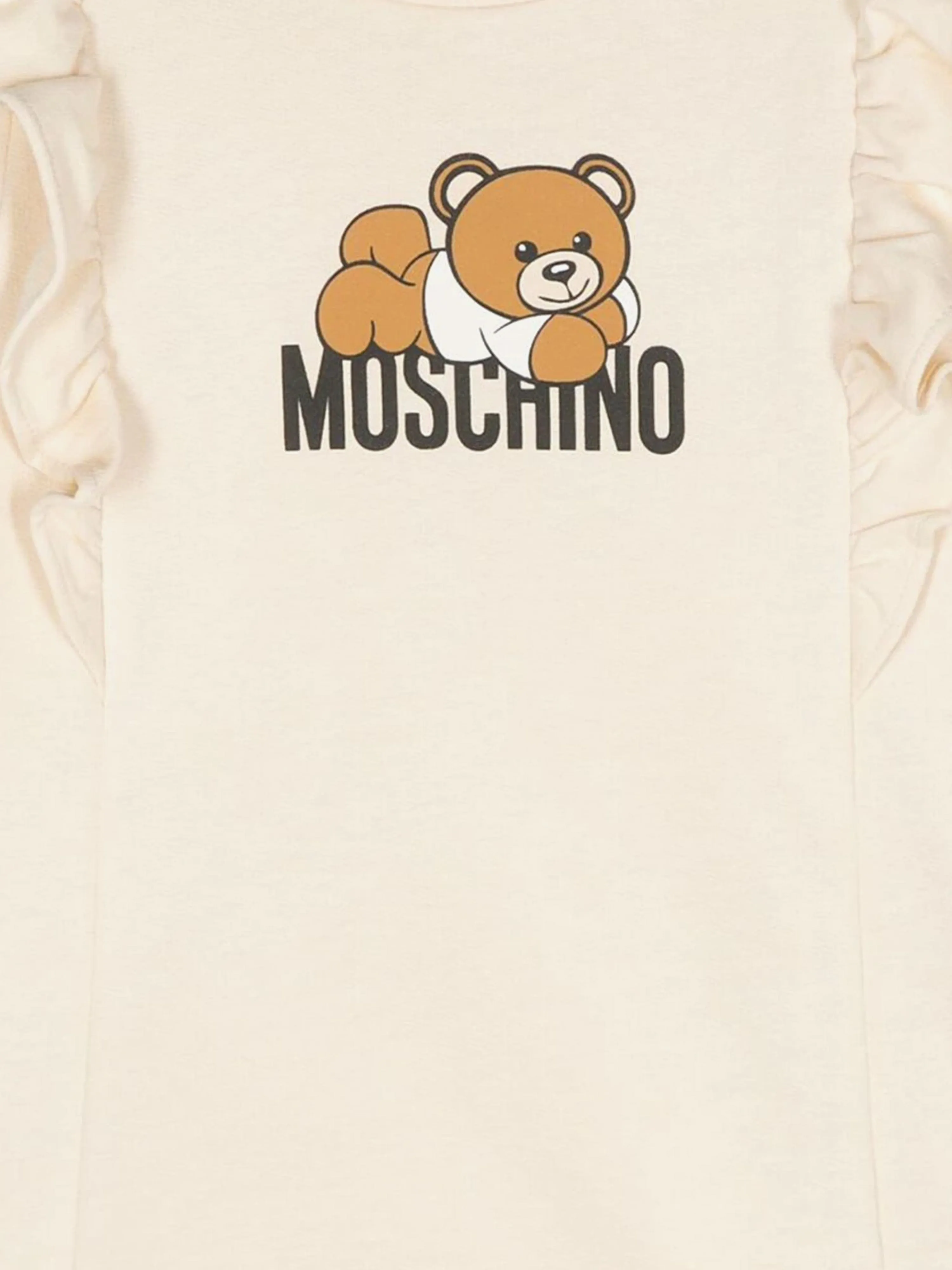 Moschino Baby Girls Bear Logo Dress With Gift Box in Beige