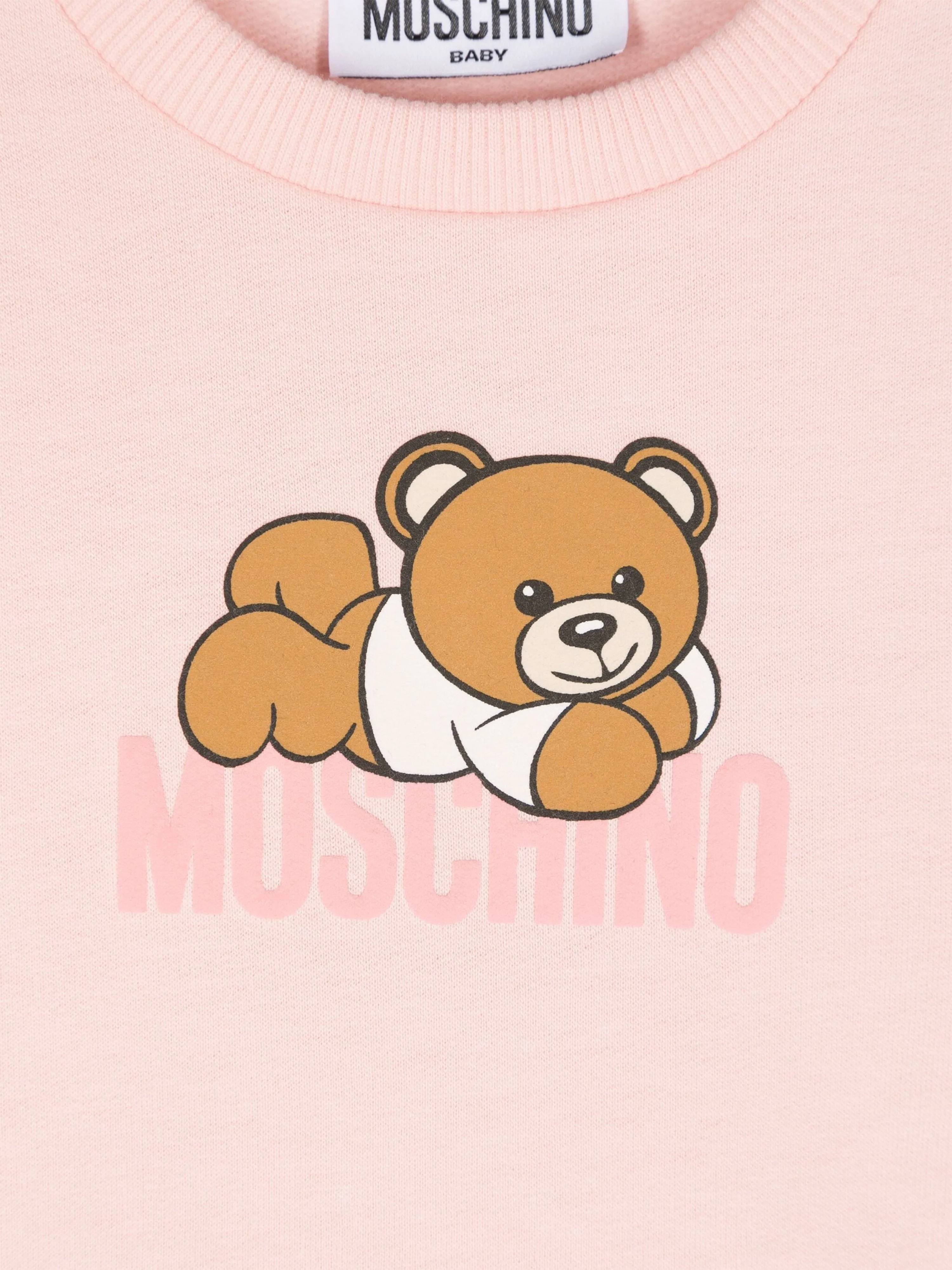 Moschino Baby Girls Bear Logo Dress With Gift Box in Pink