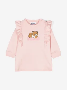 Moschino Baby Girls Bear Logo Dress With Gift Box in Pink