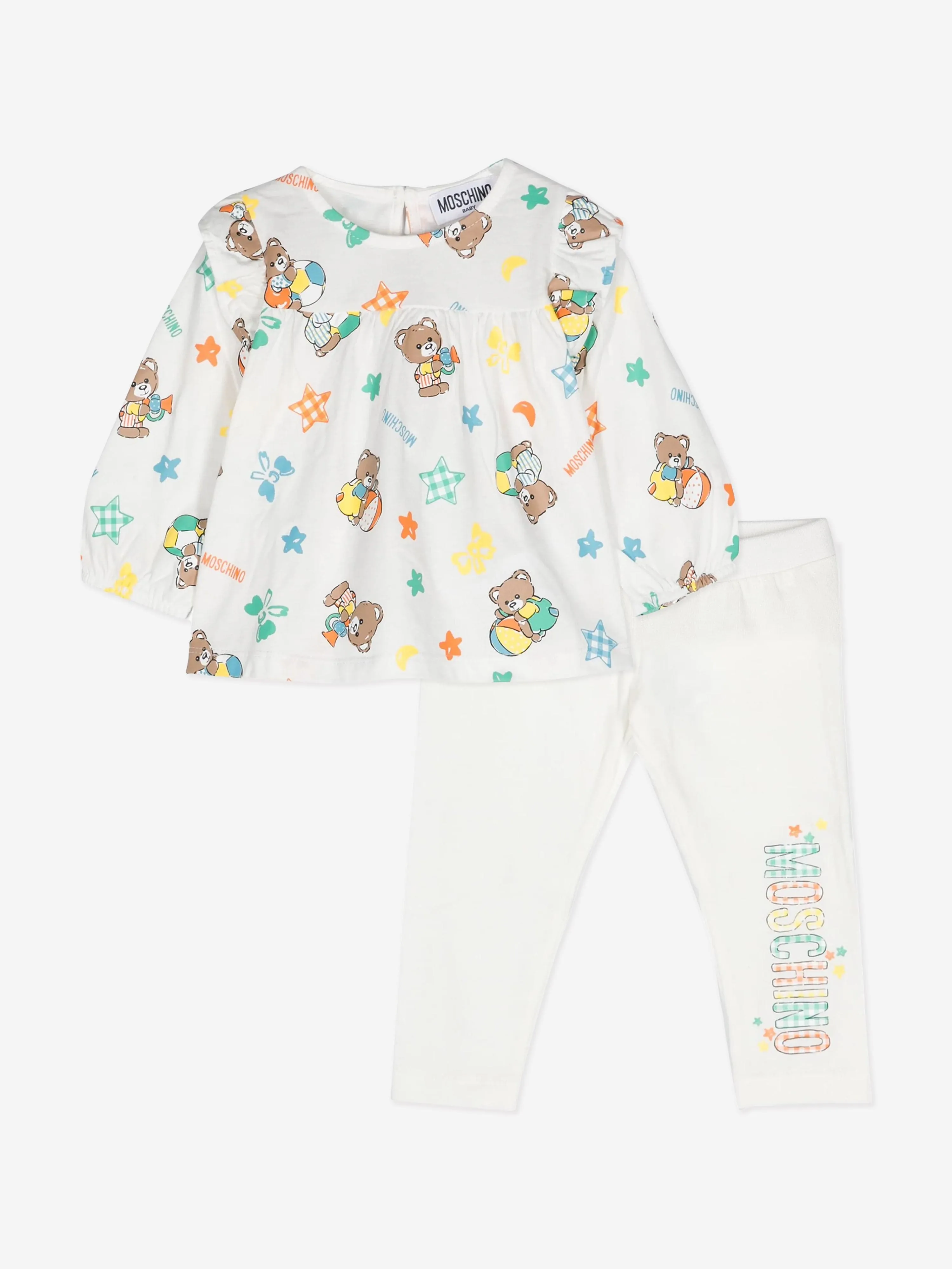 Moschino Baby Girls Bear Logo Leggings Set in Ivory