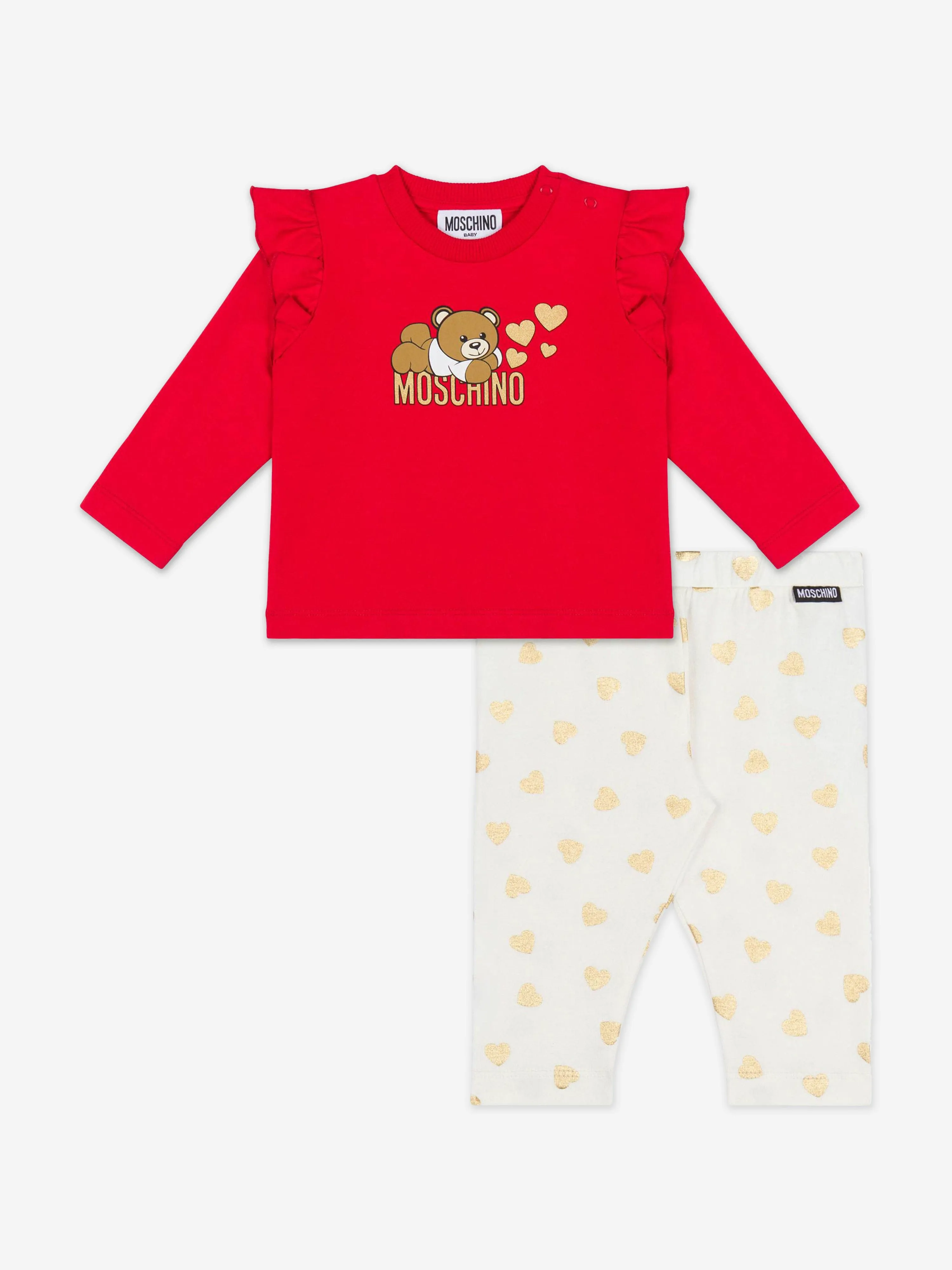 Moschino Baby Girls Bear Logo Leggings Set in Red