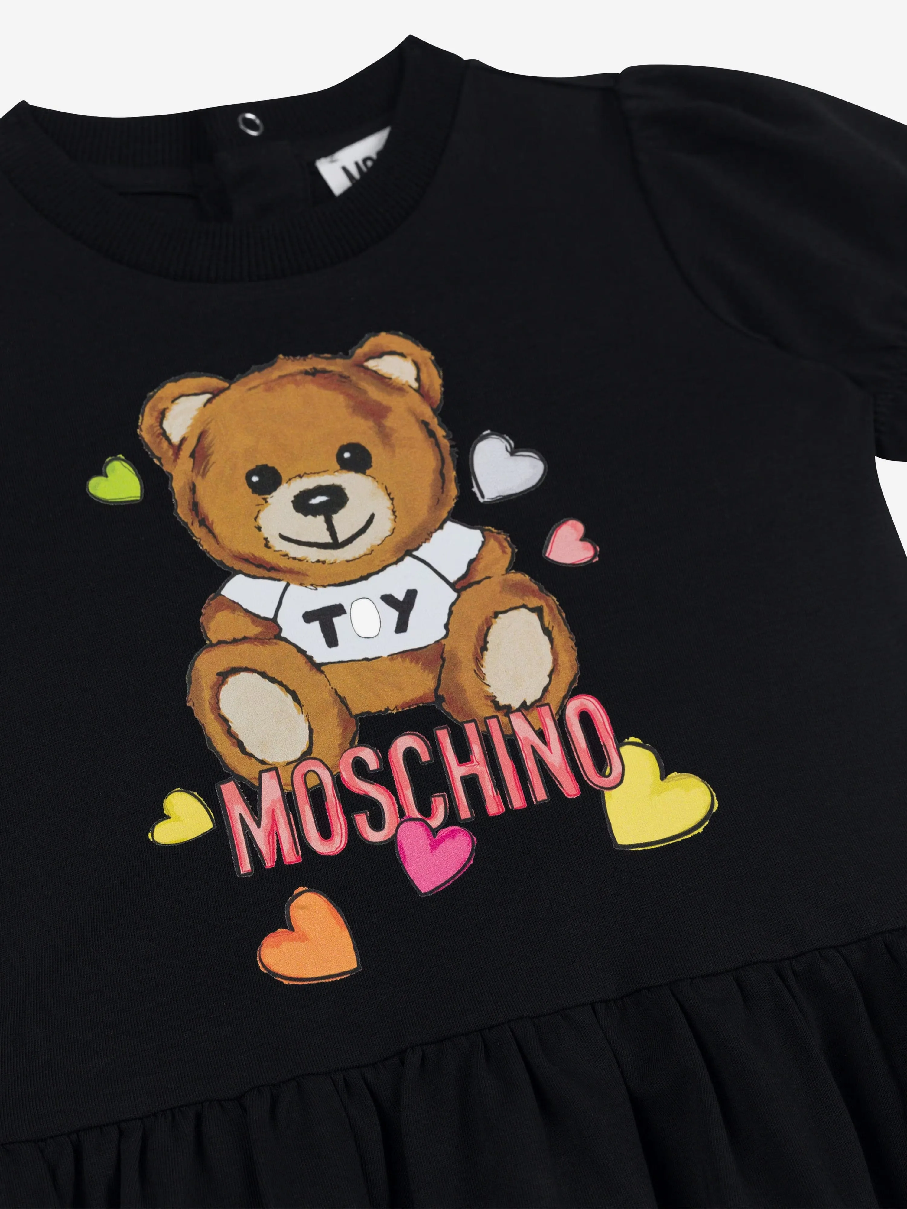 Moschino Baby Girls Cotton Teddy Heart Dress in Black