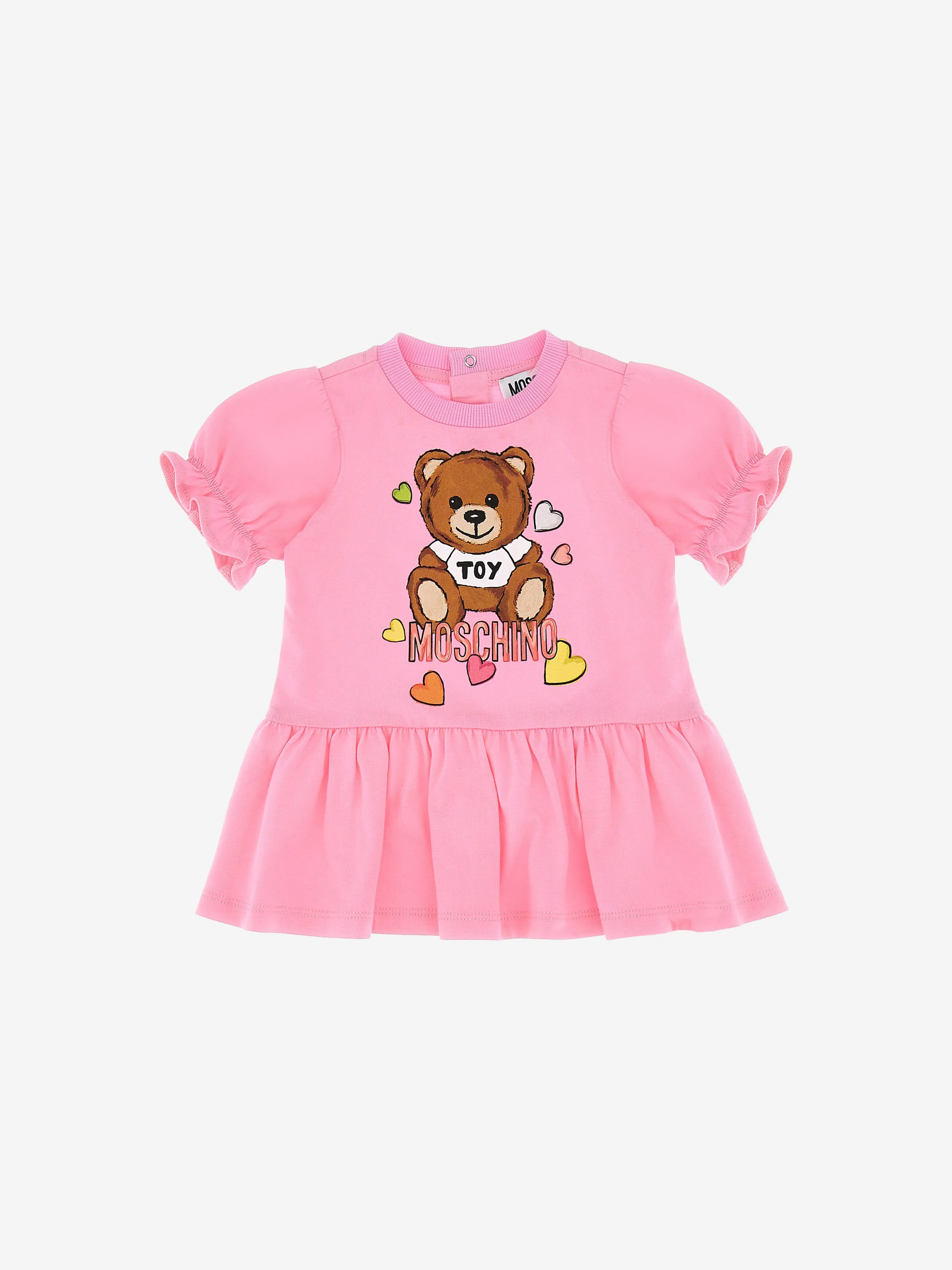 Moschino Baby Girls Cotton Teddy Heart Dress in Pink