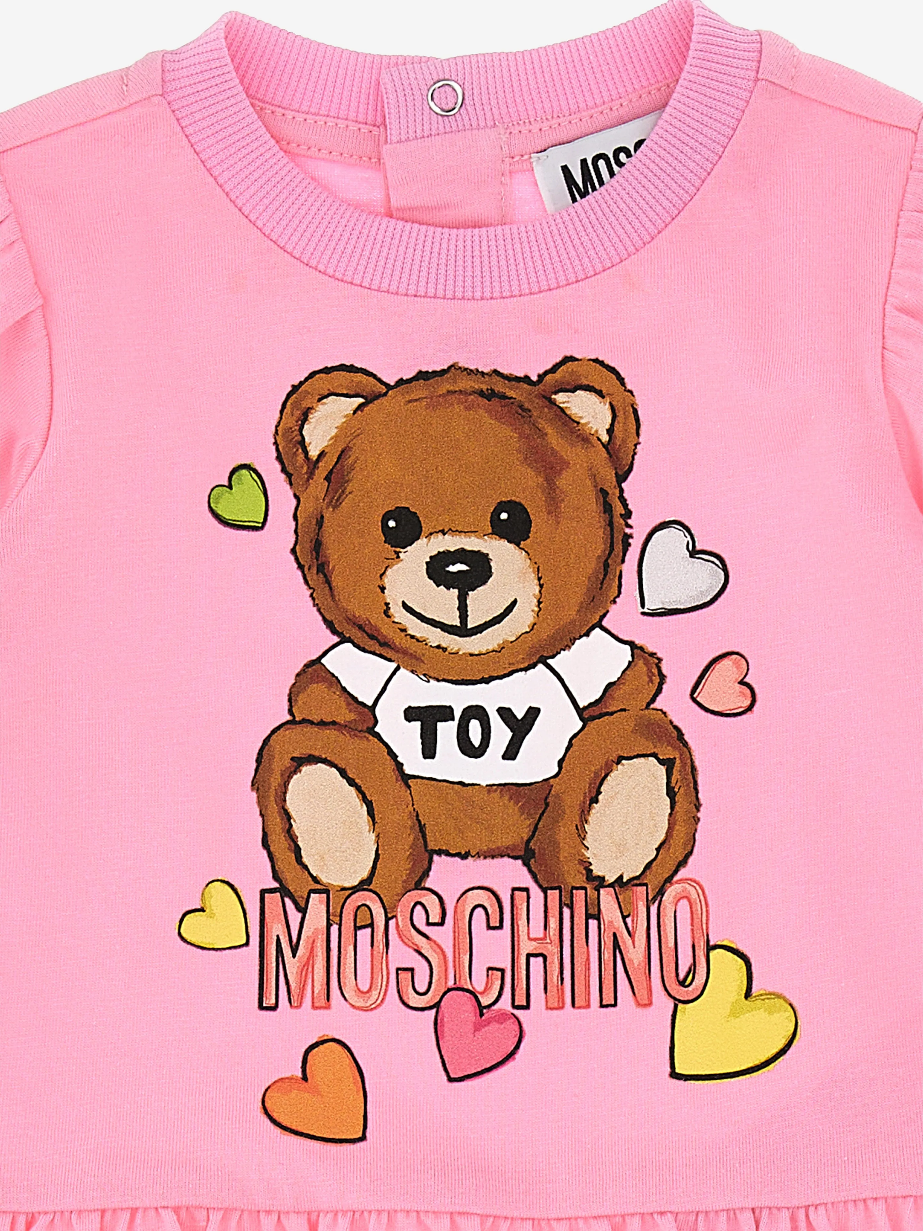 Moschino Baby Girls Cotton Teddy Heart Dress in Pink