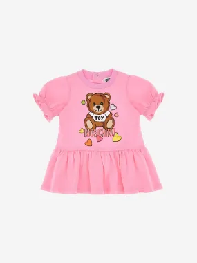 Moschino Baby Girls Cotton Teddy Heart Dress in Pink