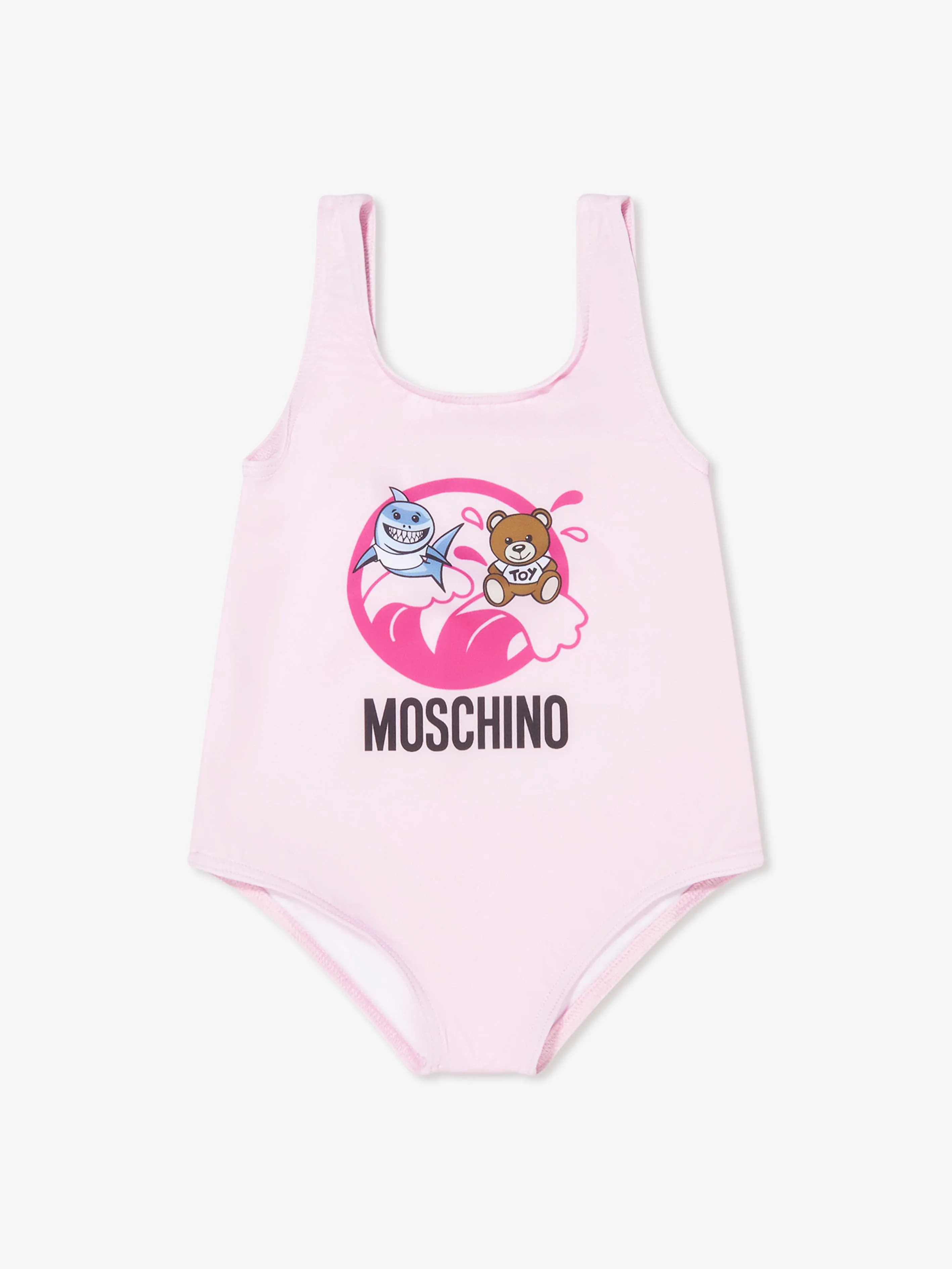 Moschino Baby Girls Shark And Teddy Swimsuit in Pink