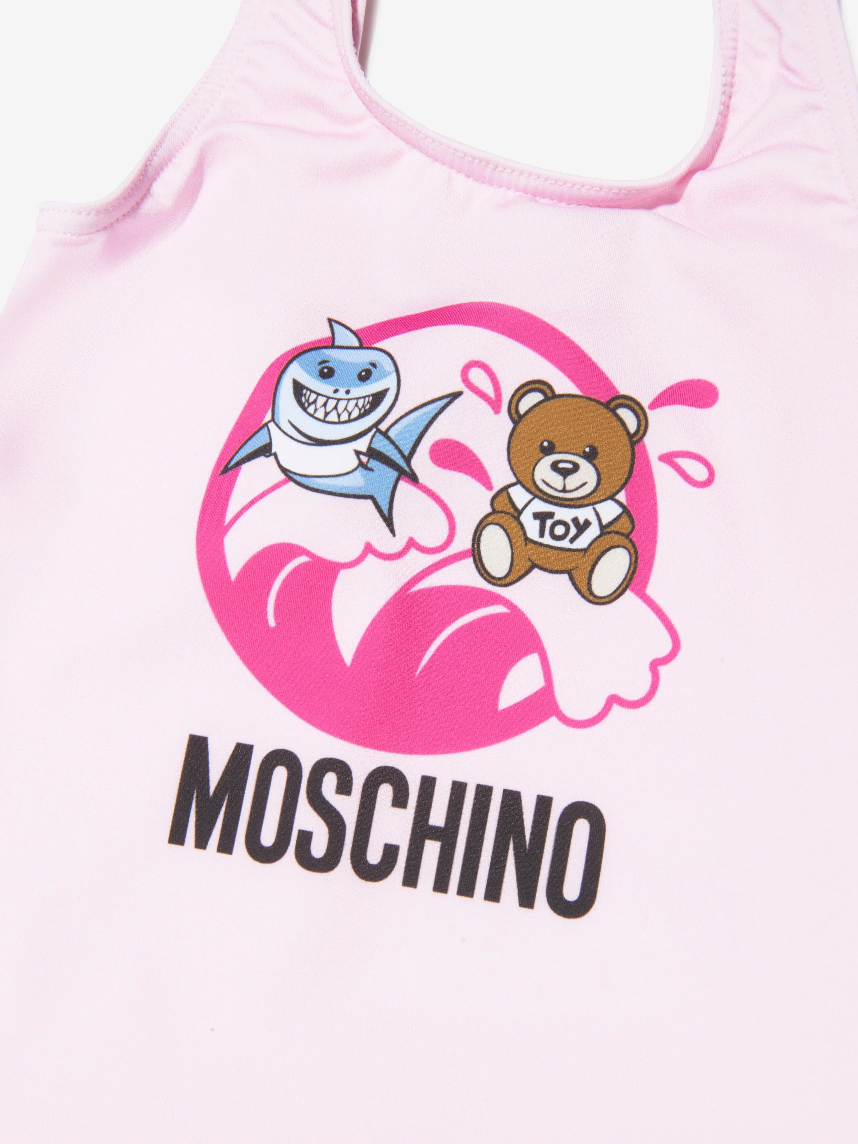 Moschino Baby Girls Shark And Teddy Swimsuit in Pink