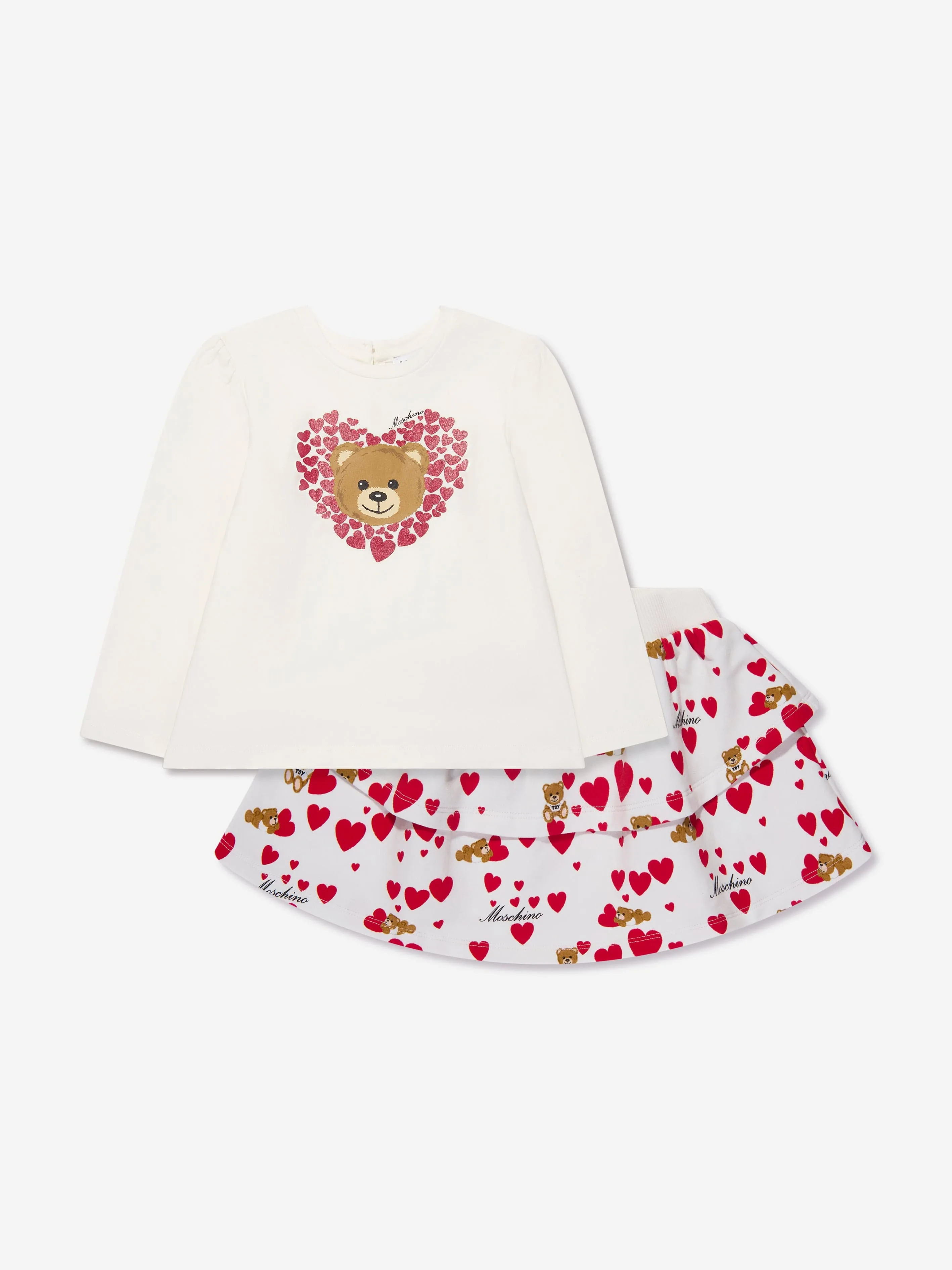 Moschino Baby Girls T-Shirt And Skirt Set in Ivory