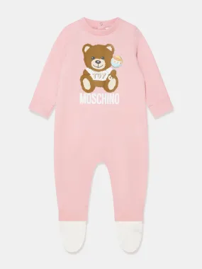 Moschino Baby Girls Teddy Bear Babygrow in Pink