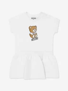 Moschino Baby Girls Teddy Bear Logo Dress in White