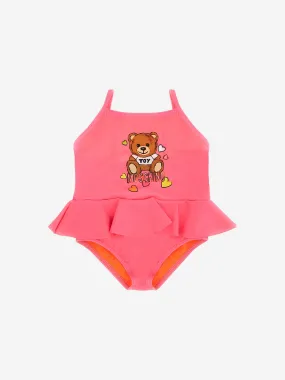 Moschino Baby Girls Teddy Bear Swimming Costume in Pink