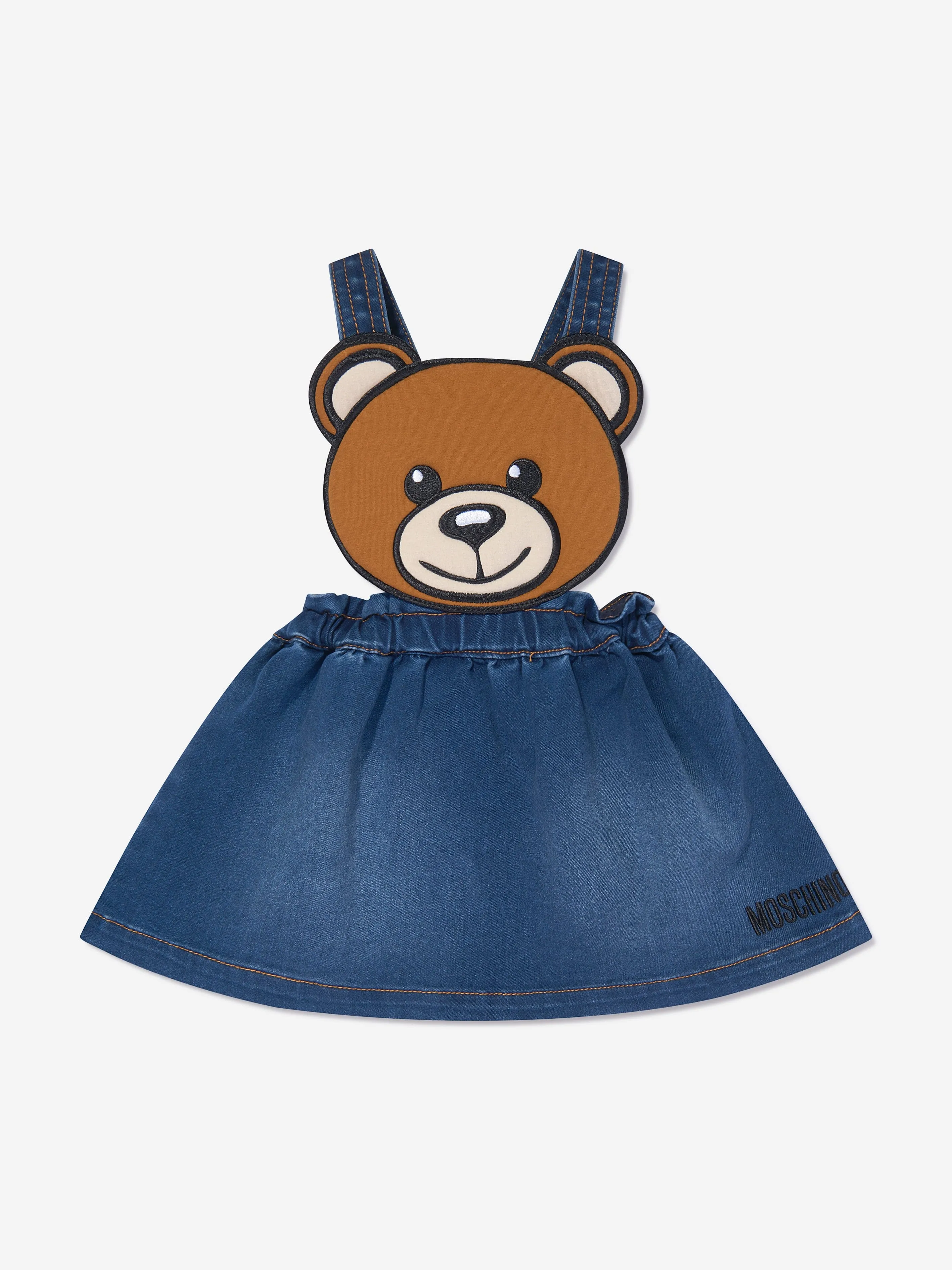 Moschino Baby Girls Teddy Dungaree Skirt Set in Multicolour