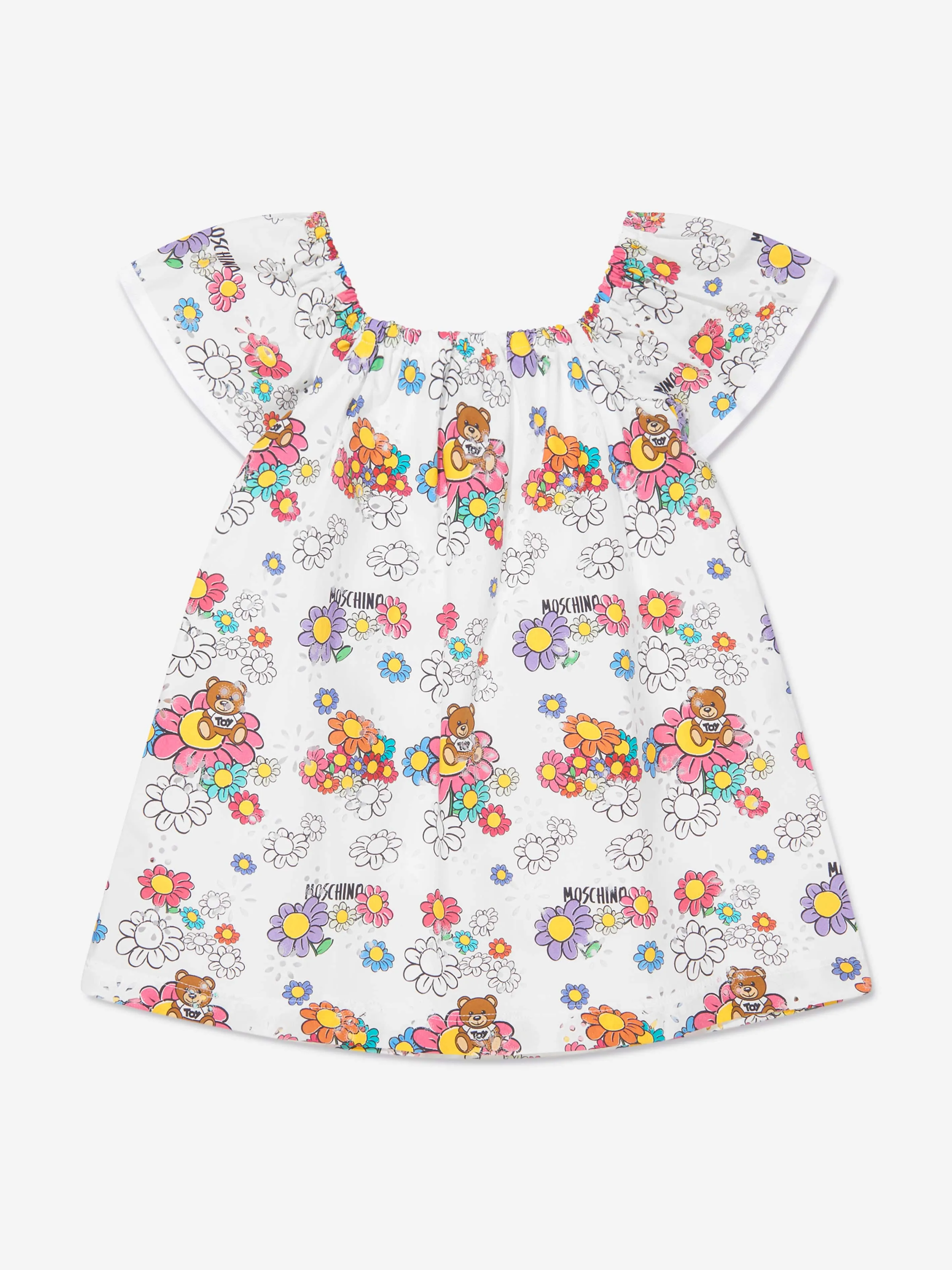 Moschino Baby Girls Teddy Flower Dress in White