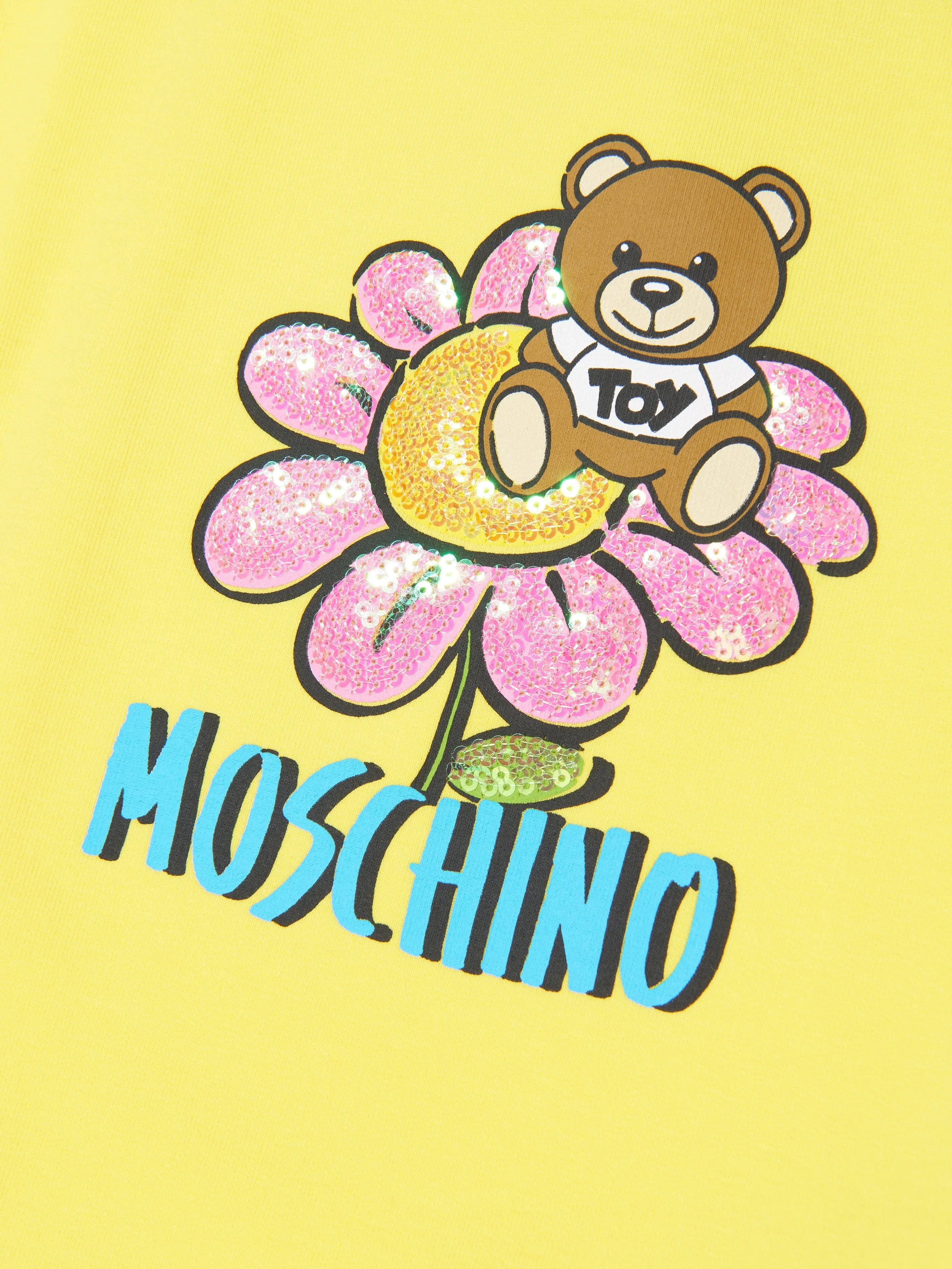 Moschino Baby Girls Teddy Flower Dress in Yellow