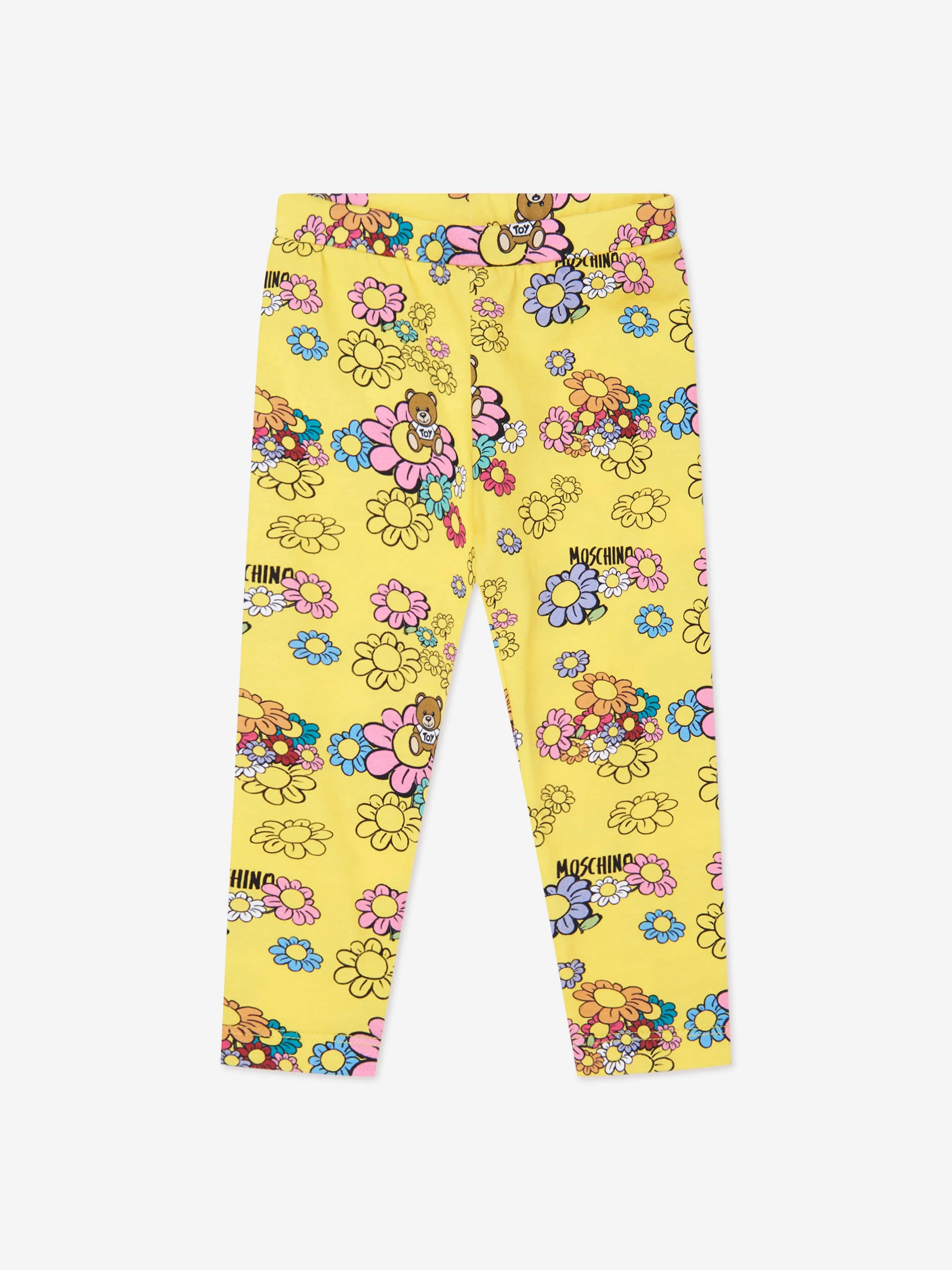 Moschino Baby Girls Teddy Flower Leggings in Yellow