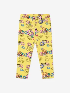 Moschino Baby Girls Teddy Flower Leggings in Yellow