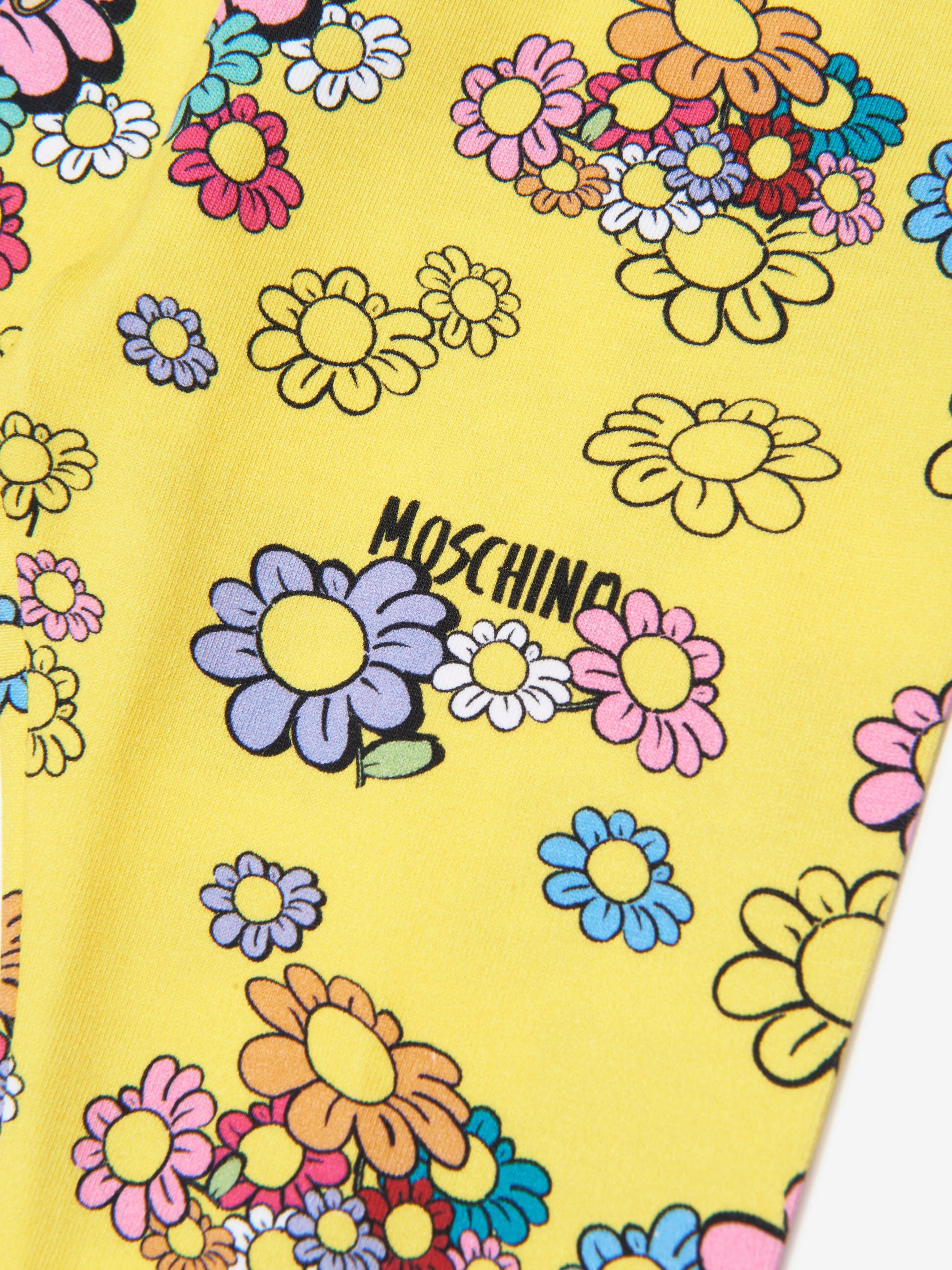 Moschino Baby Girls Teddy Flower Leggings in Yellow