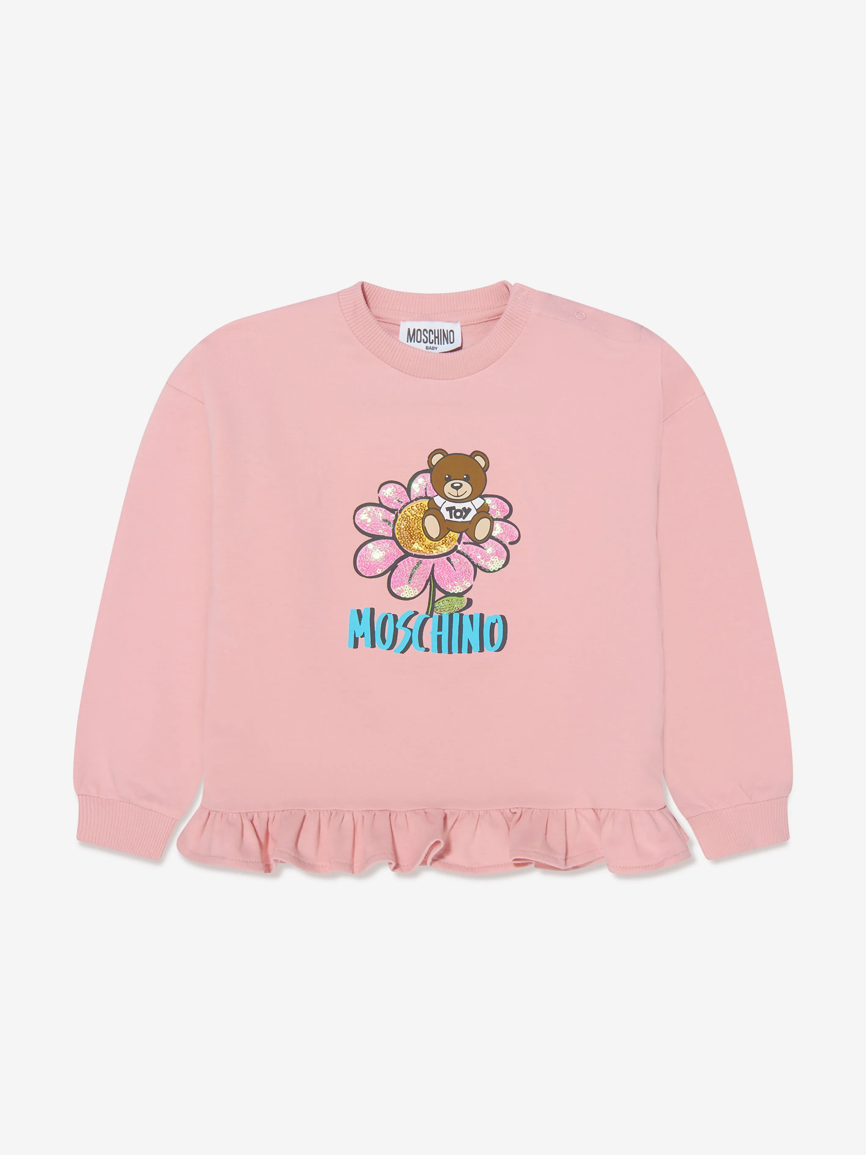 Moschino Baby Girls Teddy Flower Sweatshirt in Pink