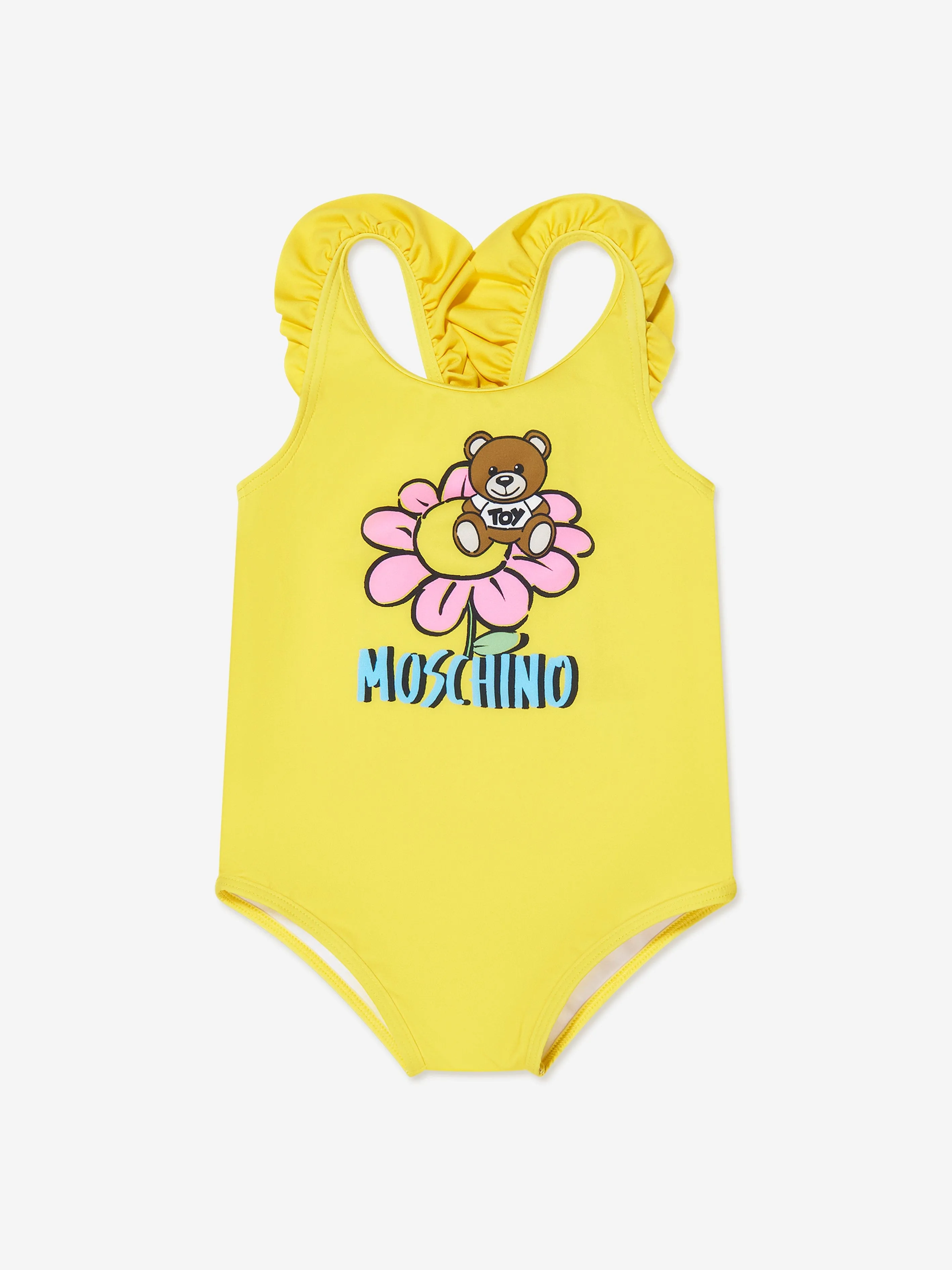 Moschino Baby Girls Teddy Flower Swimsuit in Yellow