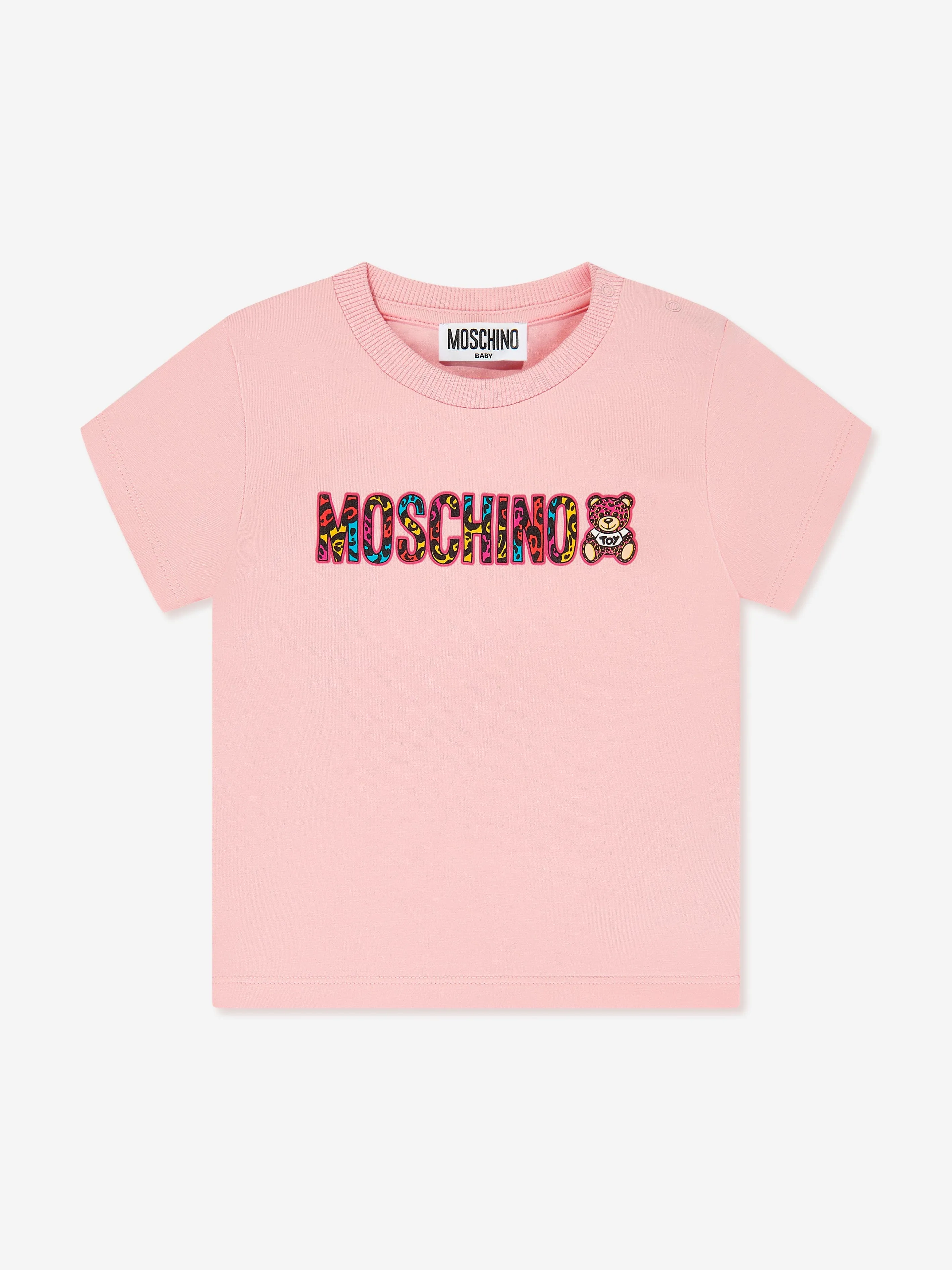 Moschino Baby Girls Teddy Logo T-Shirt in Pink