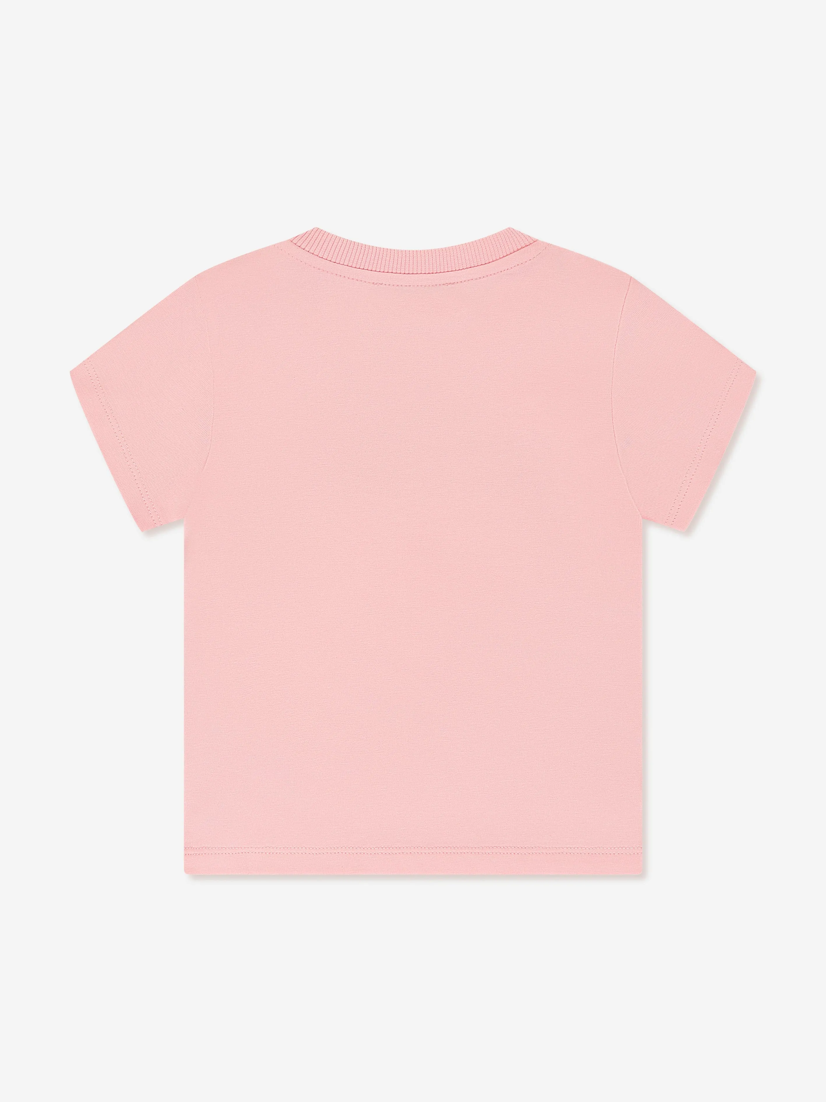 Moschino Baby Girls Teddy Logo T-Shirt in Pink