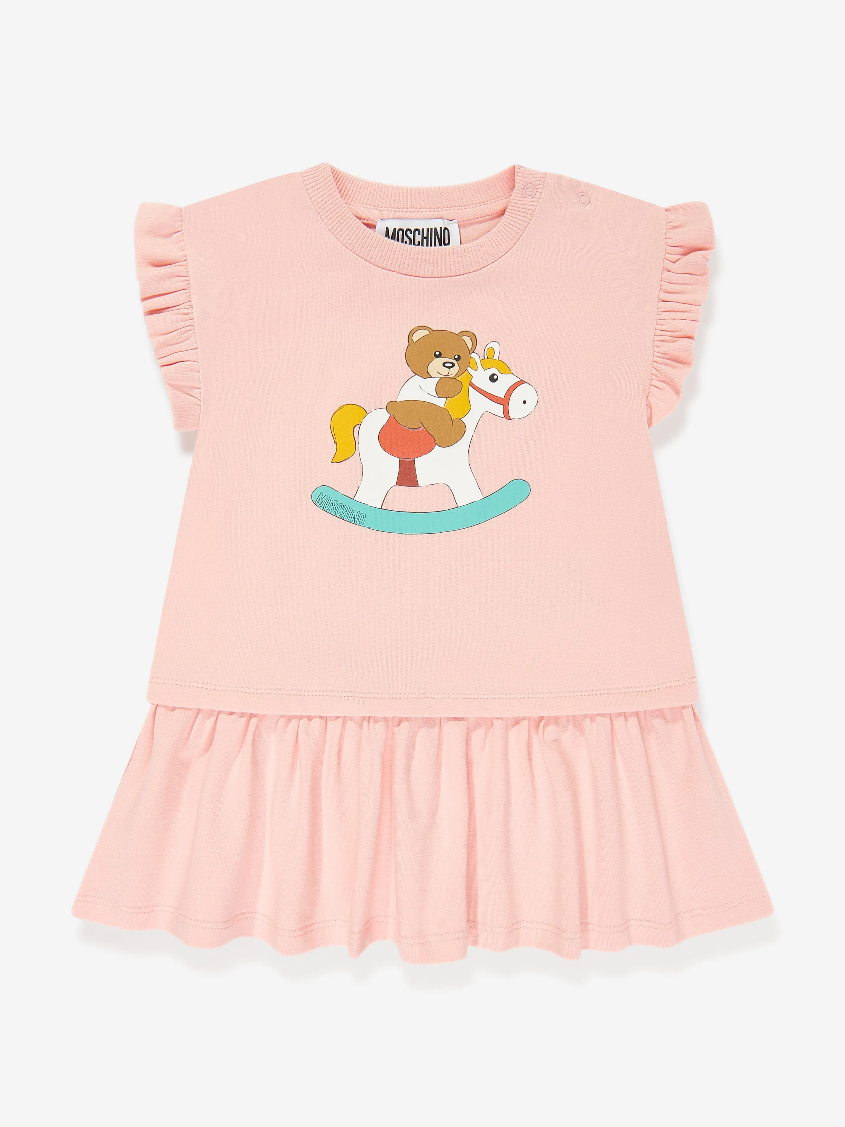 Moschino Baby Girls Teddy Rocking Horse Dress in Pink