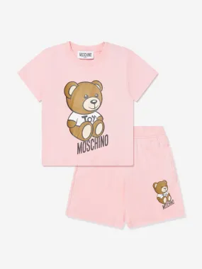 Moschino Baby Girls Teddy T-Shirt And Shorts Set in Pink