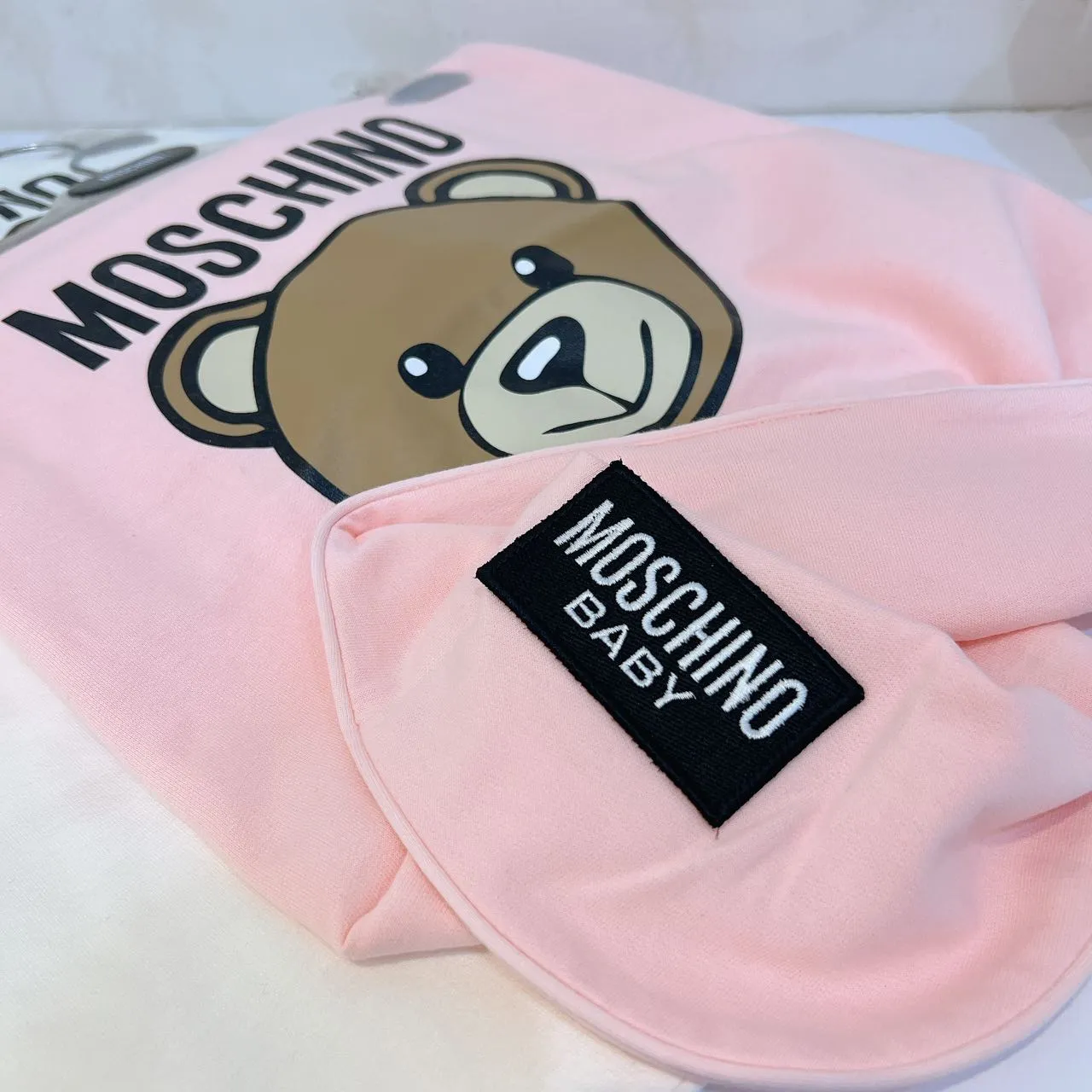 Moschino Baby Logo Print Cotton Blanket