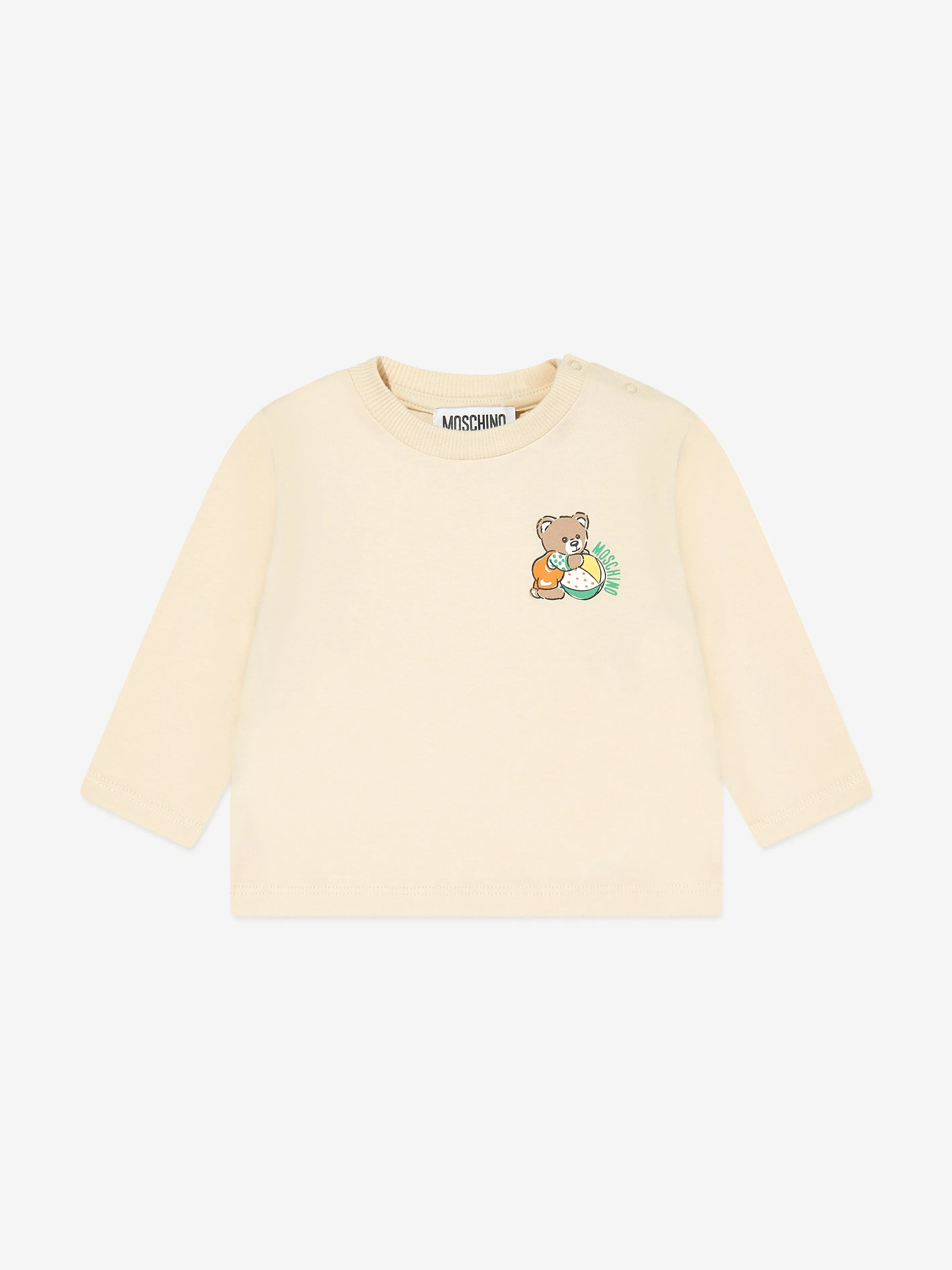 Moschino Baby Long Sleeve Bear T-Shirt in Beige