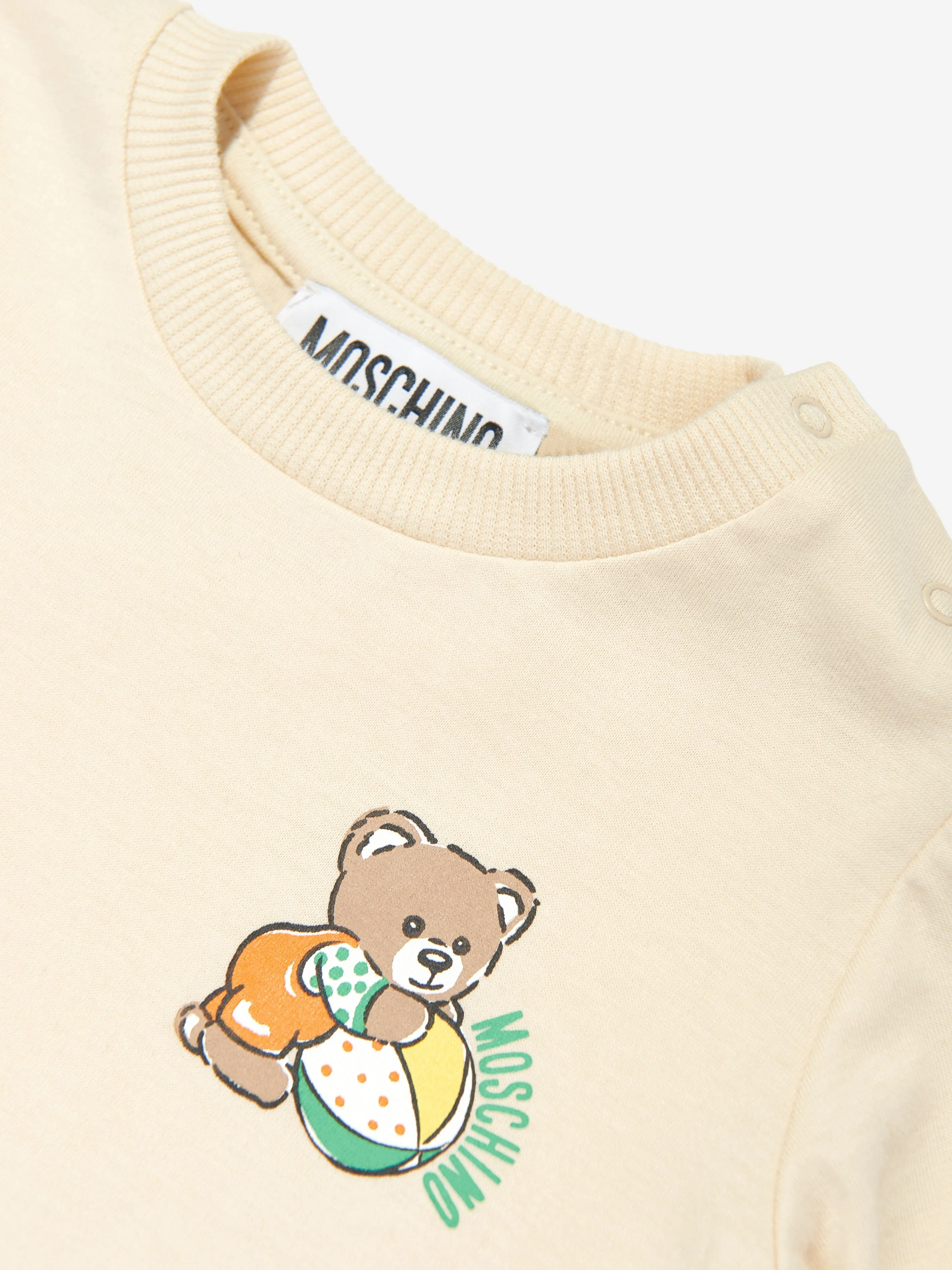 Moschino Baby Long Sleeve Bear T-Shirt in Beige