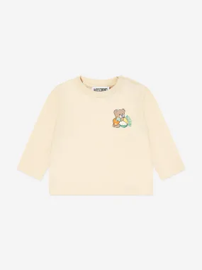 Moschino Baby Long Sleeve Bear T-Shirt in Beige