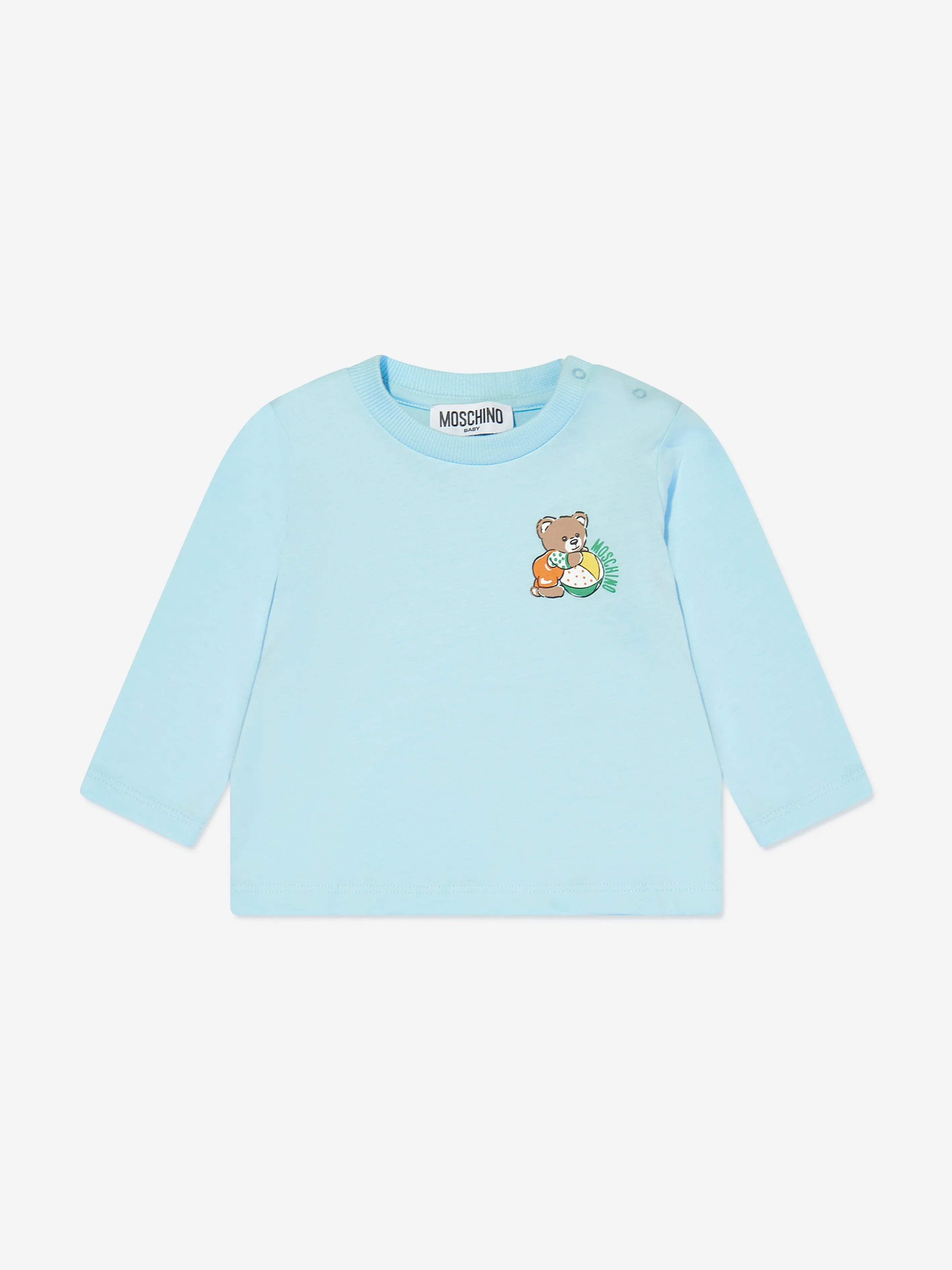 Moschino Baby Long Sleeve Bear T-Shirt in Blue