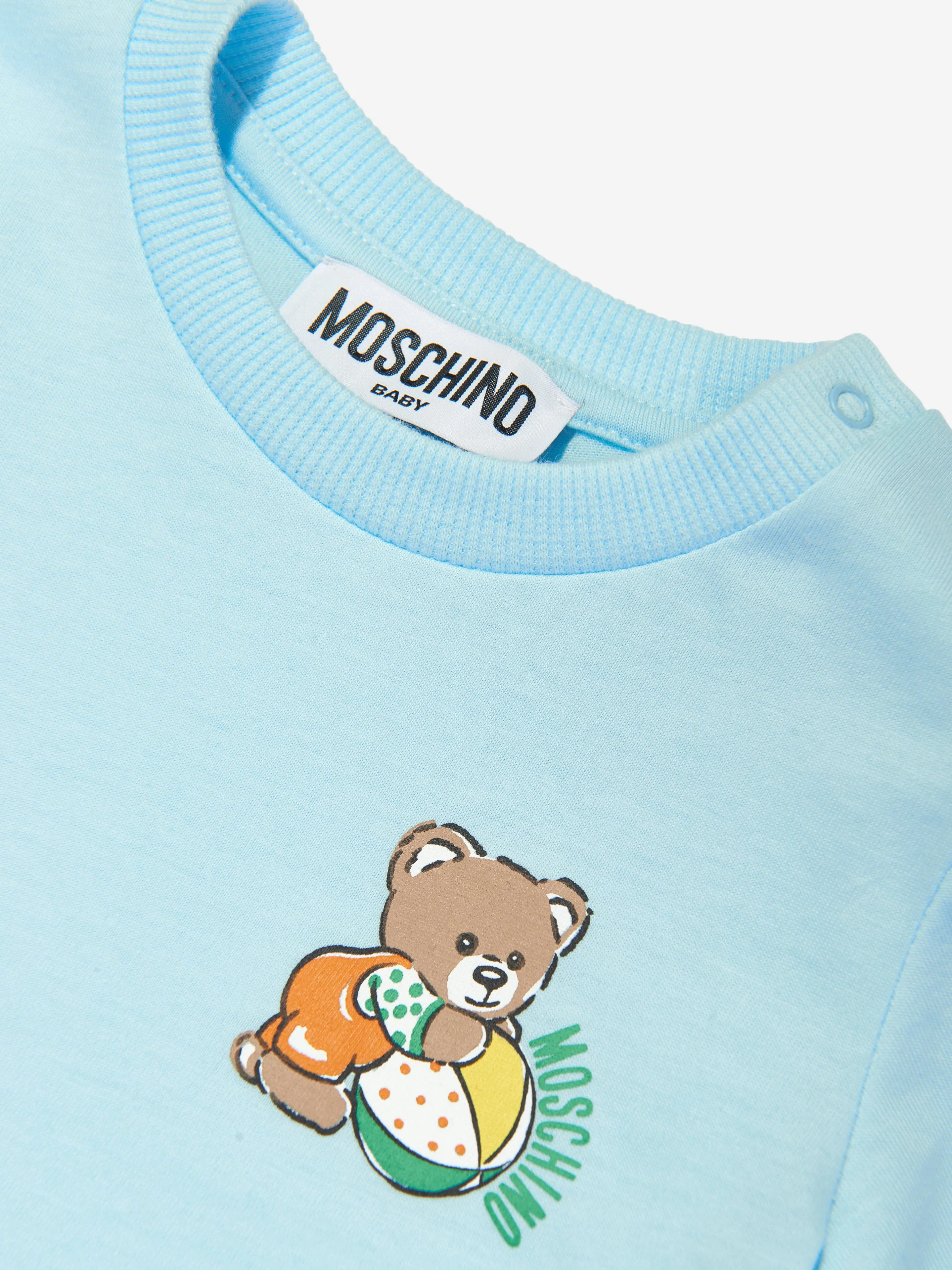 Moschino Baby Long Sleeve Bear T-Shirt in Blue