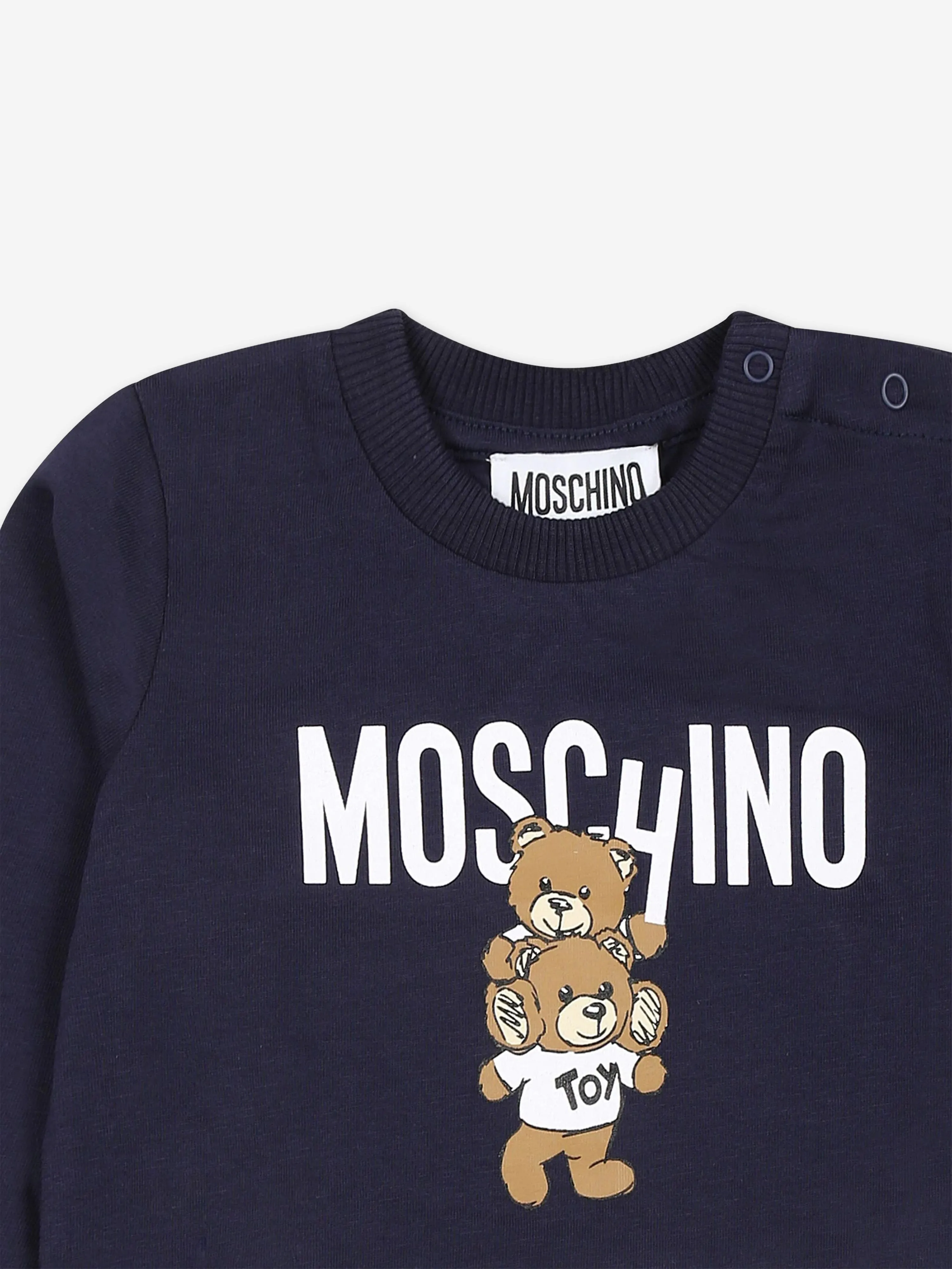 Moschino Baby Long Sleeve Logo T-Shirt in Navy