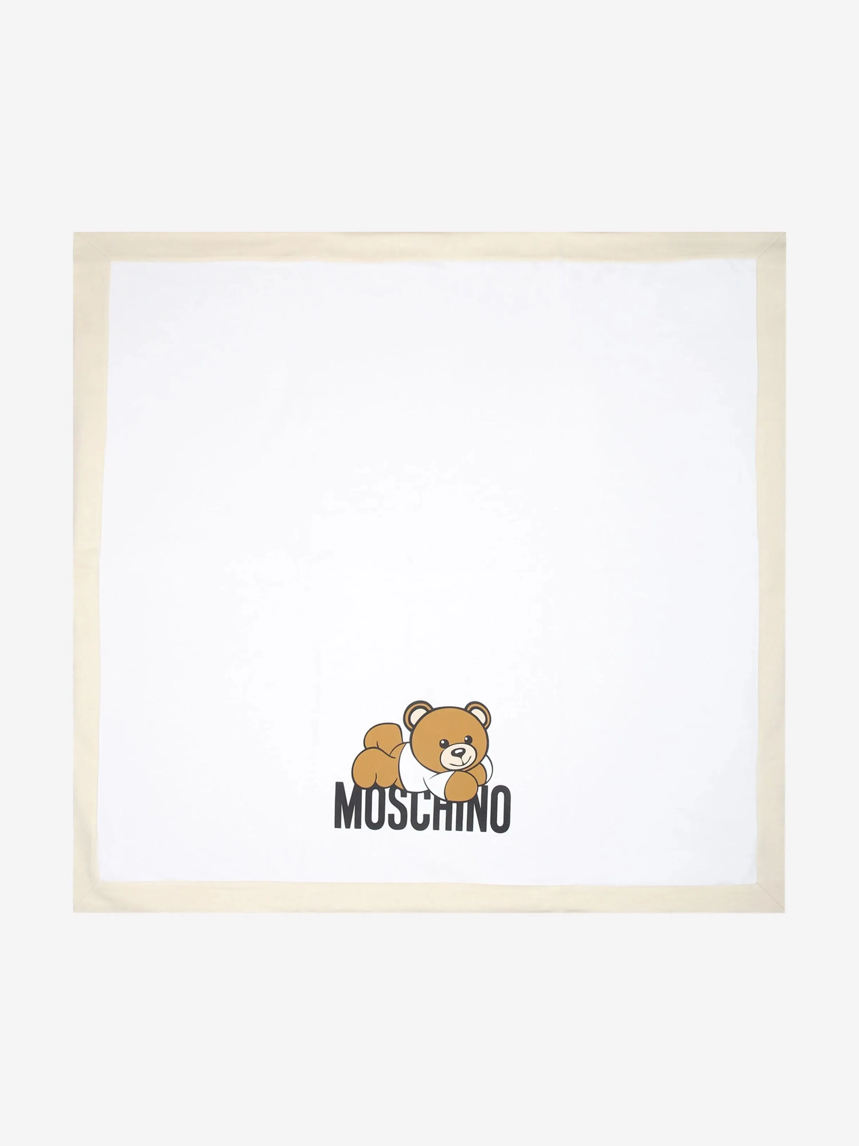 Moschino Baby Teddy Bear Logo Blanket in Beige