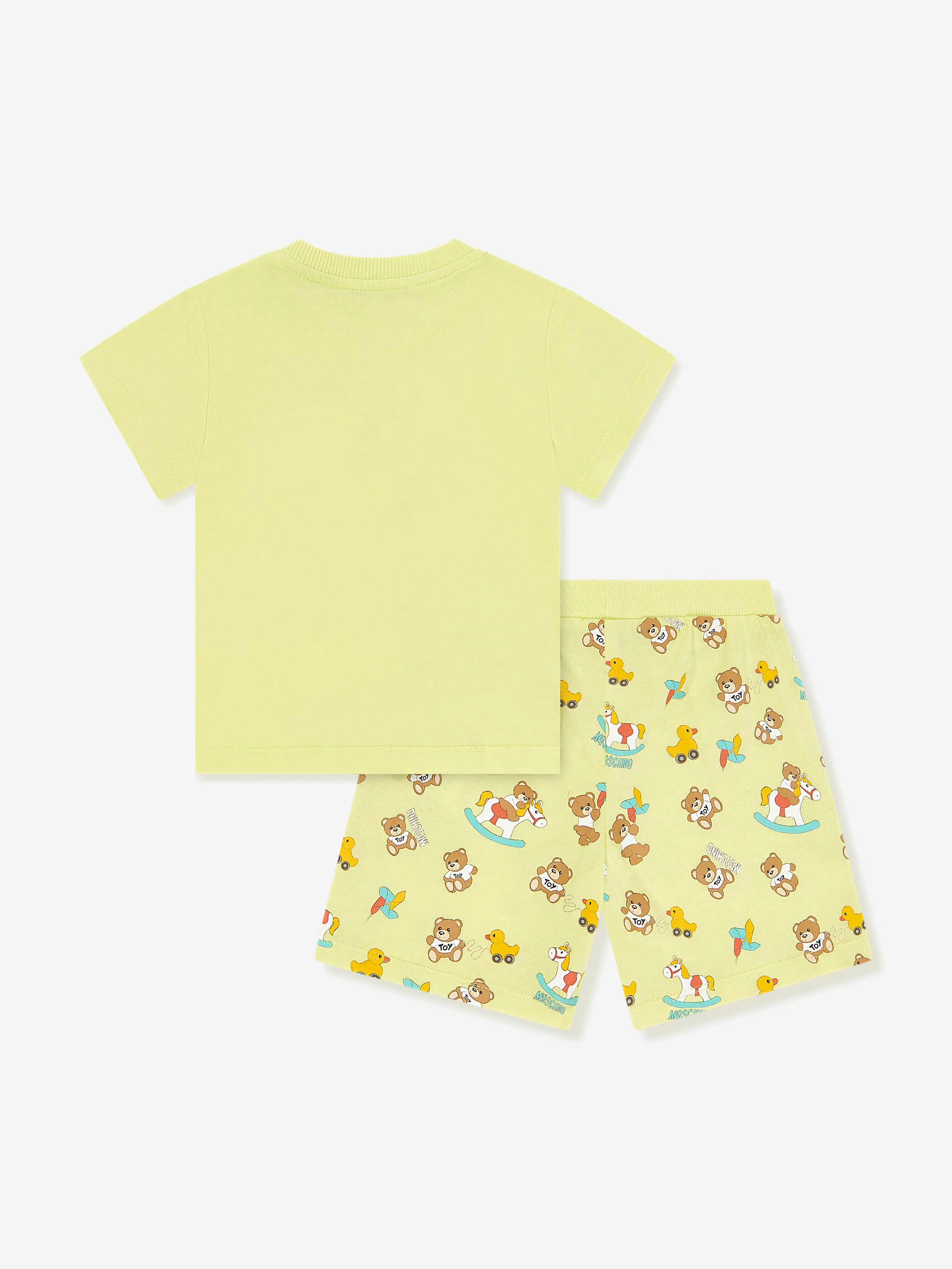 Moschino Baby Teddy Bear Short Set in Yellow