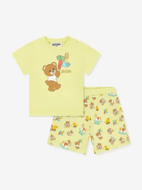 Moschino Baby Teddy Bear Short Set in Yellow